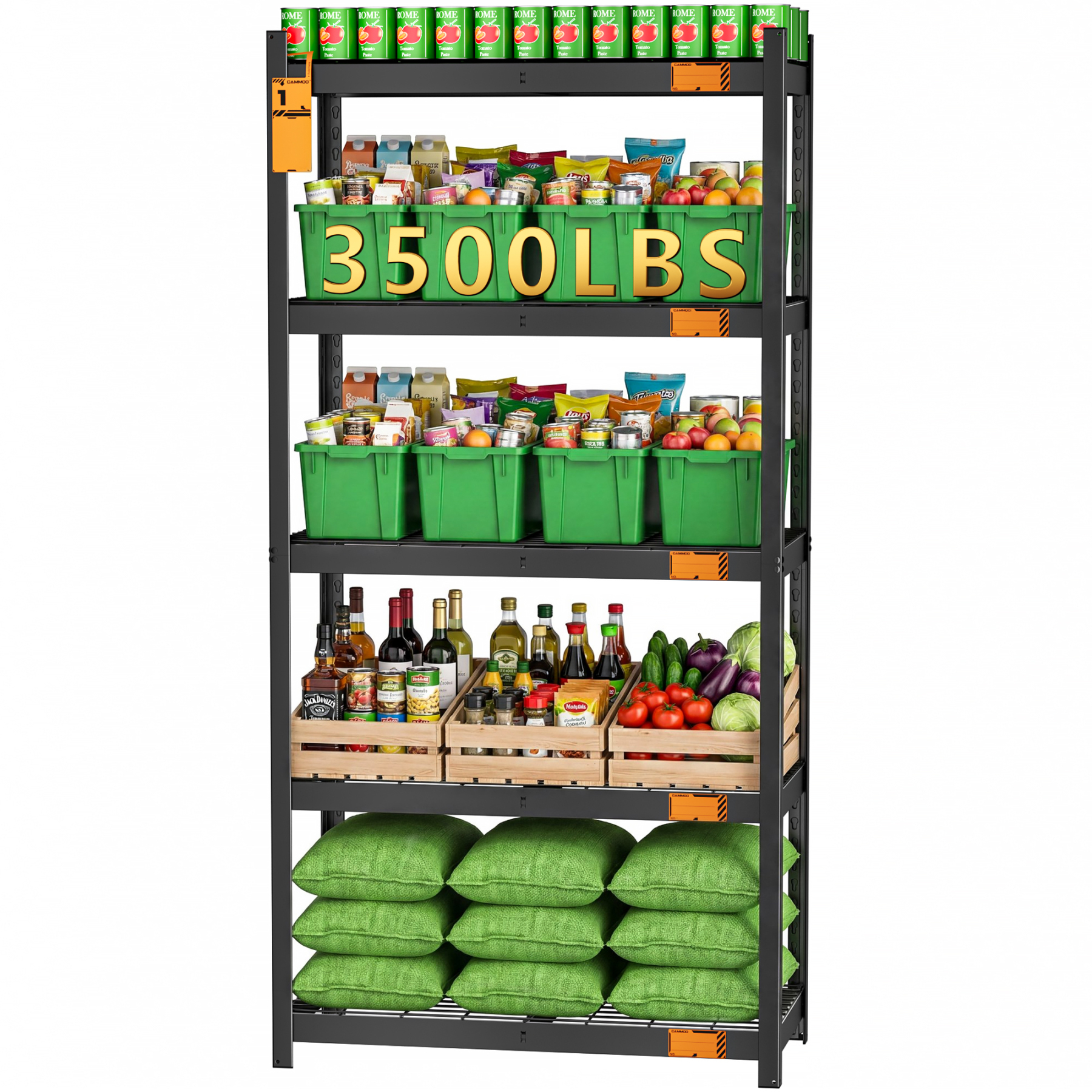 CAMMOO 5-Tier Metal Garage Storage Shelves, 36" W x 16" D x 72" H, 3500 lbs Capacity