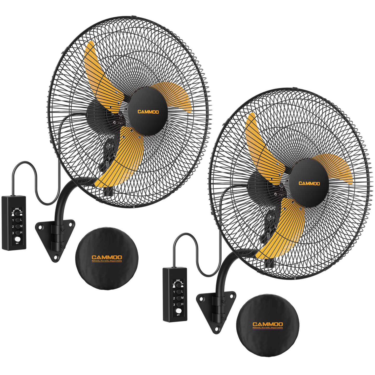CAMMOO 20 Inch Wall Mount Fan Oscillating, 600D Oxford Cover & Wired Remote