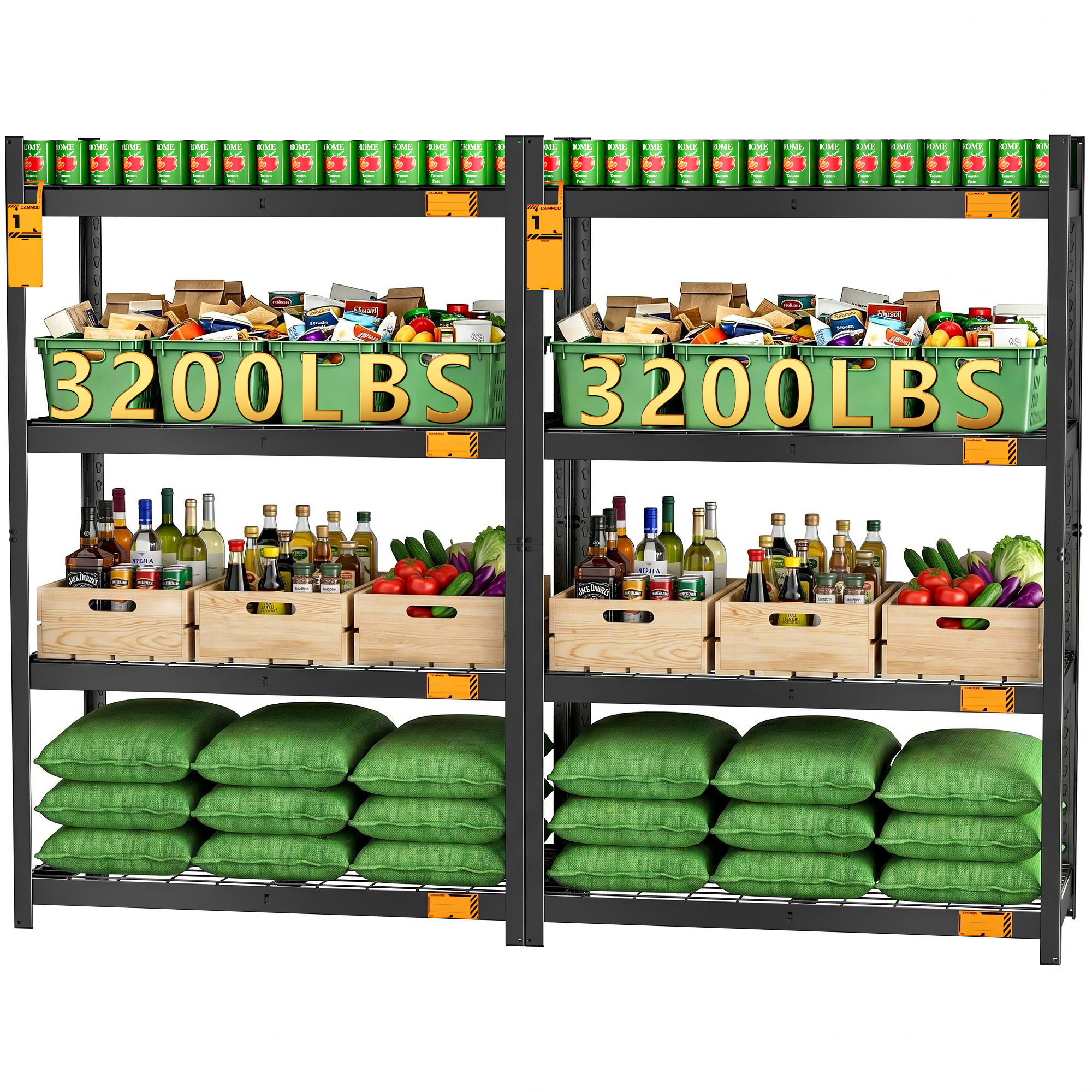 CAMMOO 4-Tier Metal Garage Storage Shelves, 40"W x 20"D x 60"H, 3200 lbs Capacity (2-Pack)