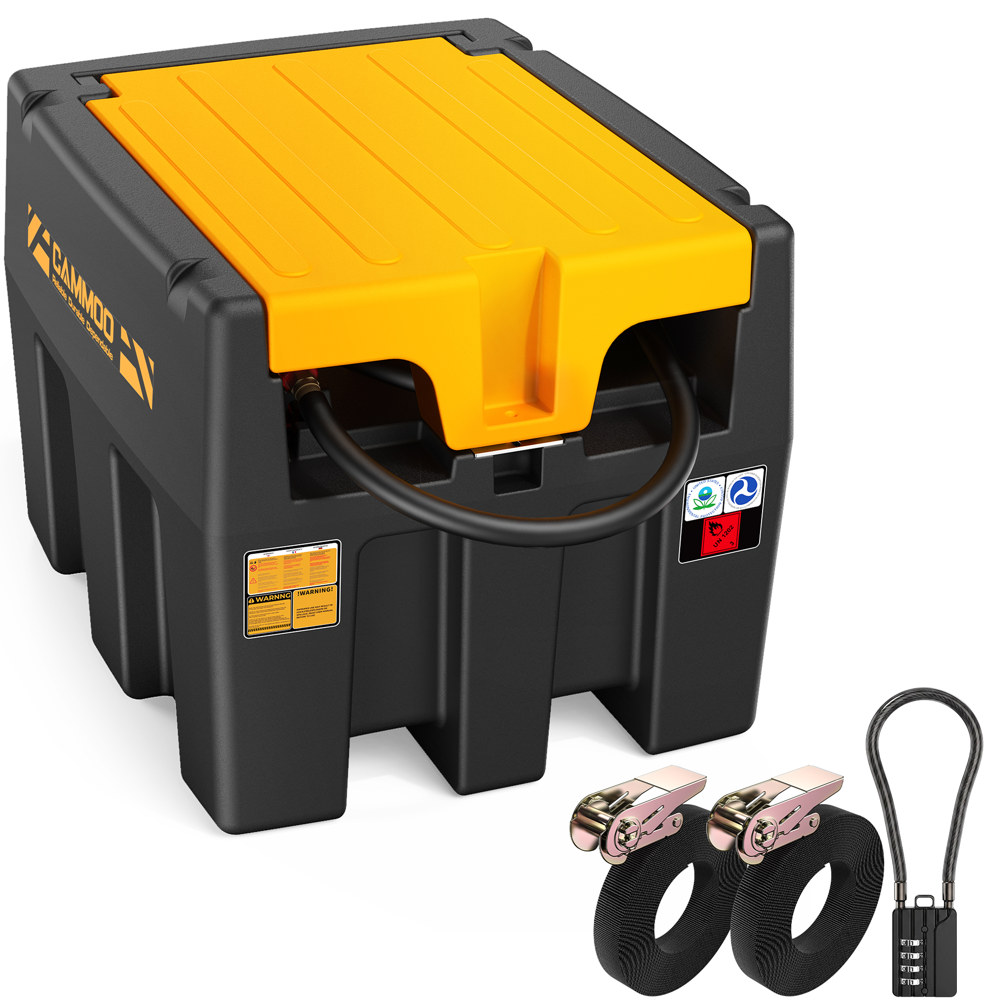 CAMMOO Real 58 Gallon Portable Gasoline Fuel Transfer Tank, 12V DC