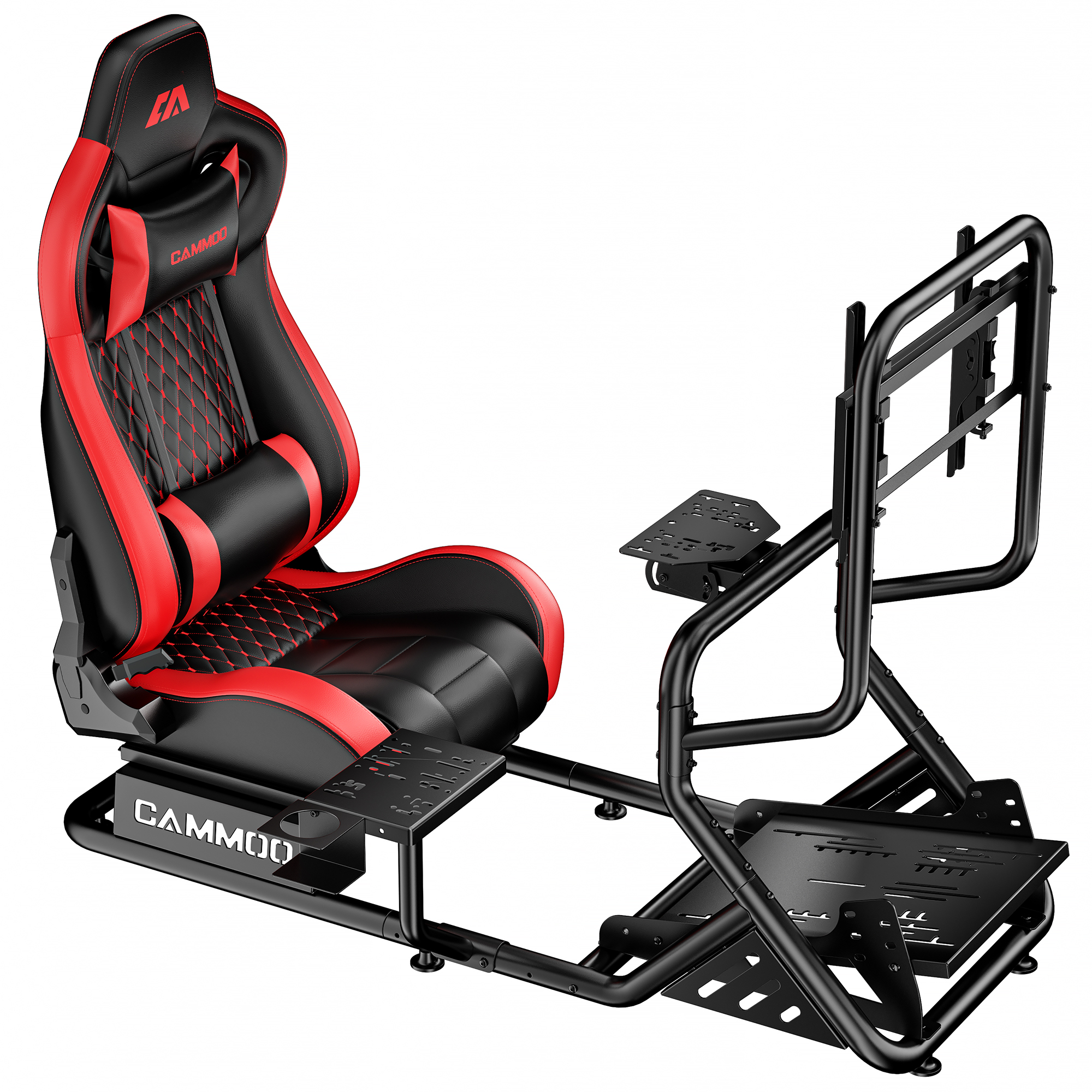 CAMMOO High Compatible Sim Racing Cockpit with Monitor Mount Fits Handbrake | One-Box Shipment, Blister Screws, 31 Holes Wheel Panel, 26 Holes Shifter Panel, Adjustable Racing Simulator Cockpit with Seat