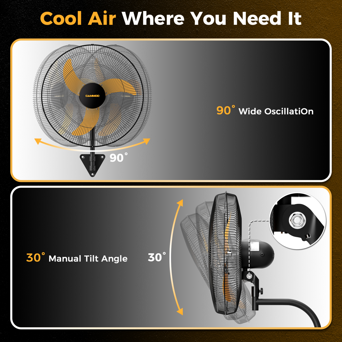 Cammoo 20 inch Wall Mount Fan Oscillating