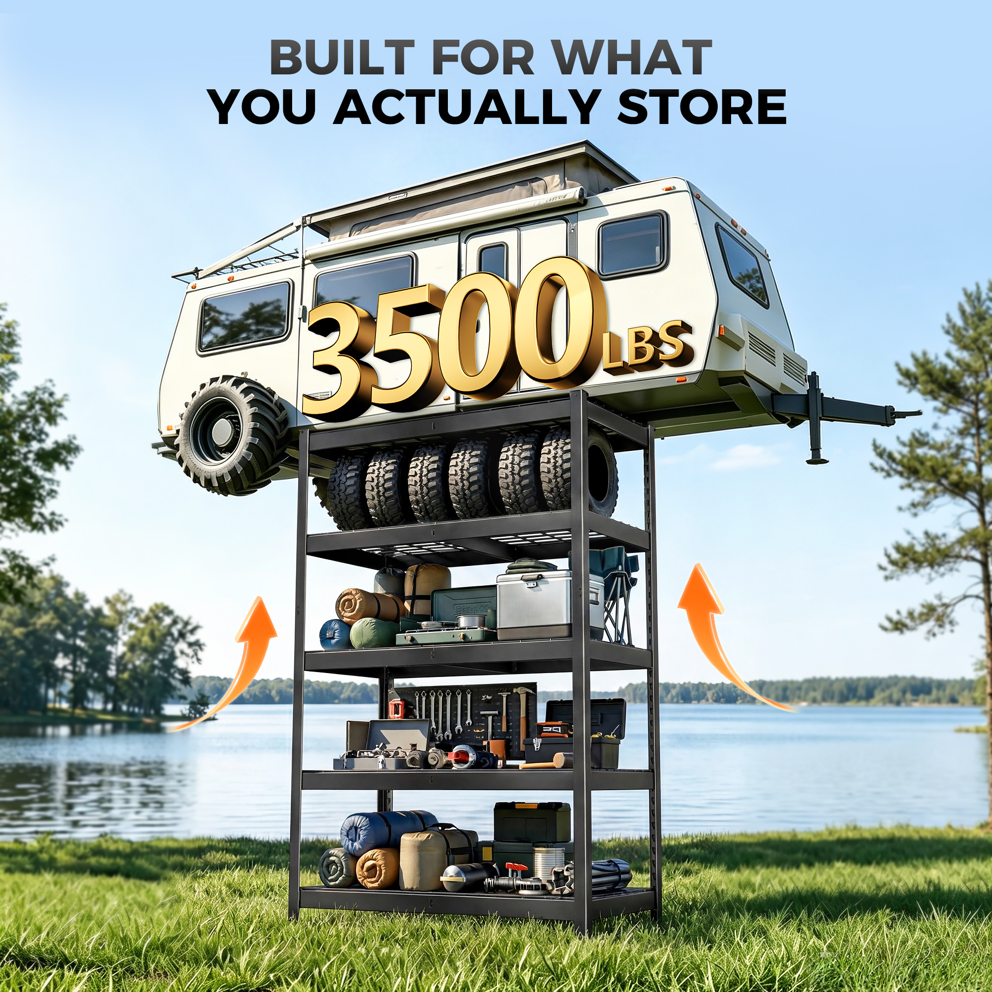 CAMMOO 5-Tier Metal Garage Storage Shelves, 36"W x 16"D x 72"H, 3500 lbs Capacity (2-Pack)
