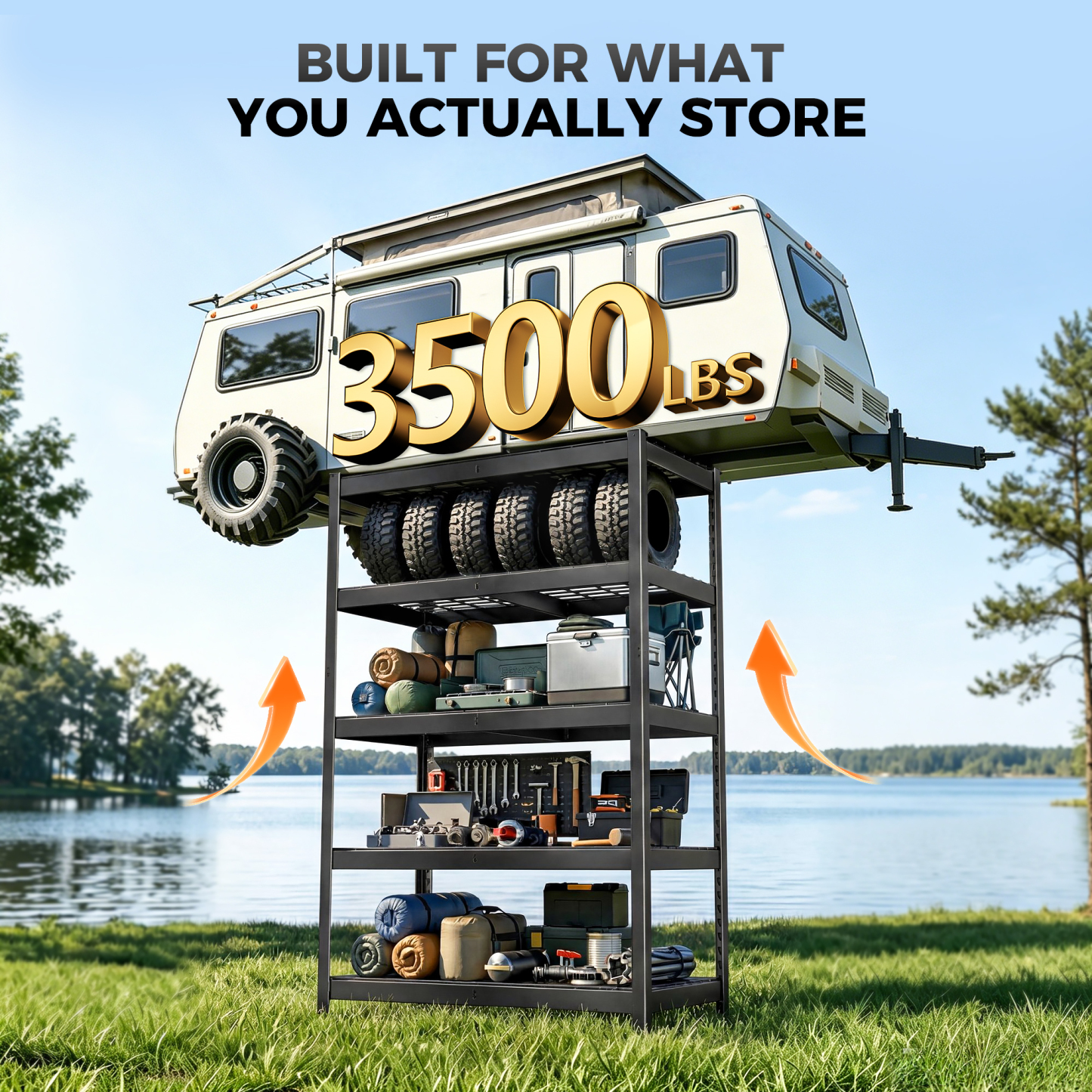 CAMMOO 5-Tier Metal Garage Storage Shelves, 36"W x 16"D x 72"H, 3500 lbs Capacity (2-Pack)