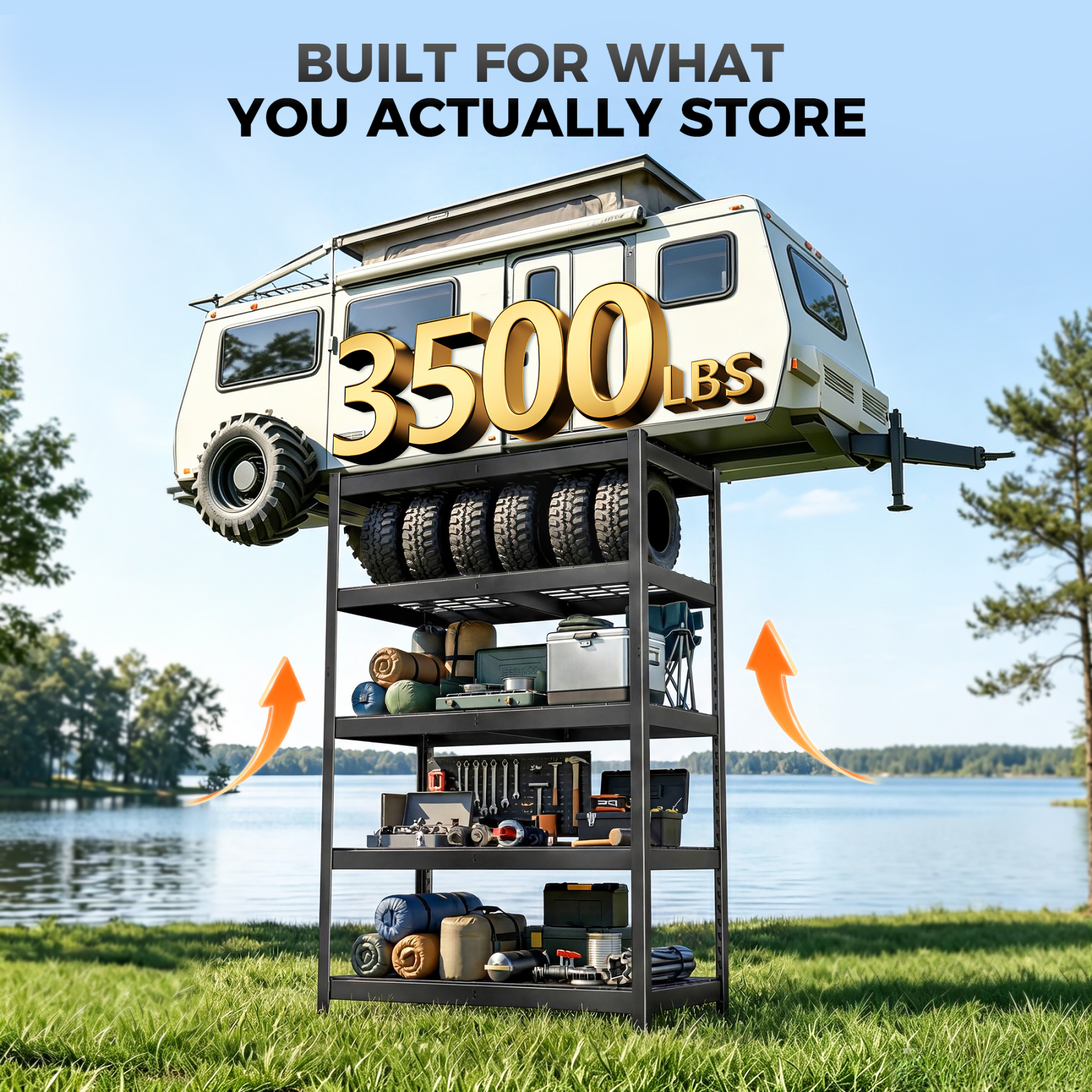 CAMMOO 5-Tier Metal Garage Storage Shelves, 36"W x 16"D x 72"H, 3500 lbs Capacity (2-Pack)