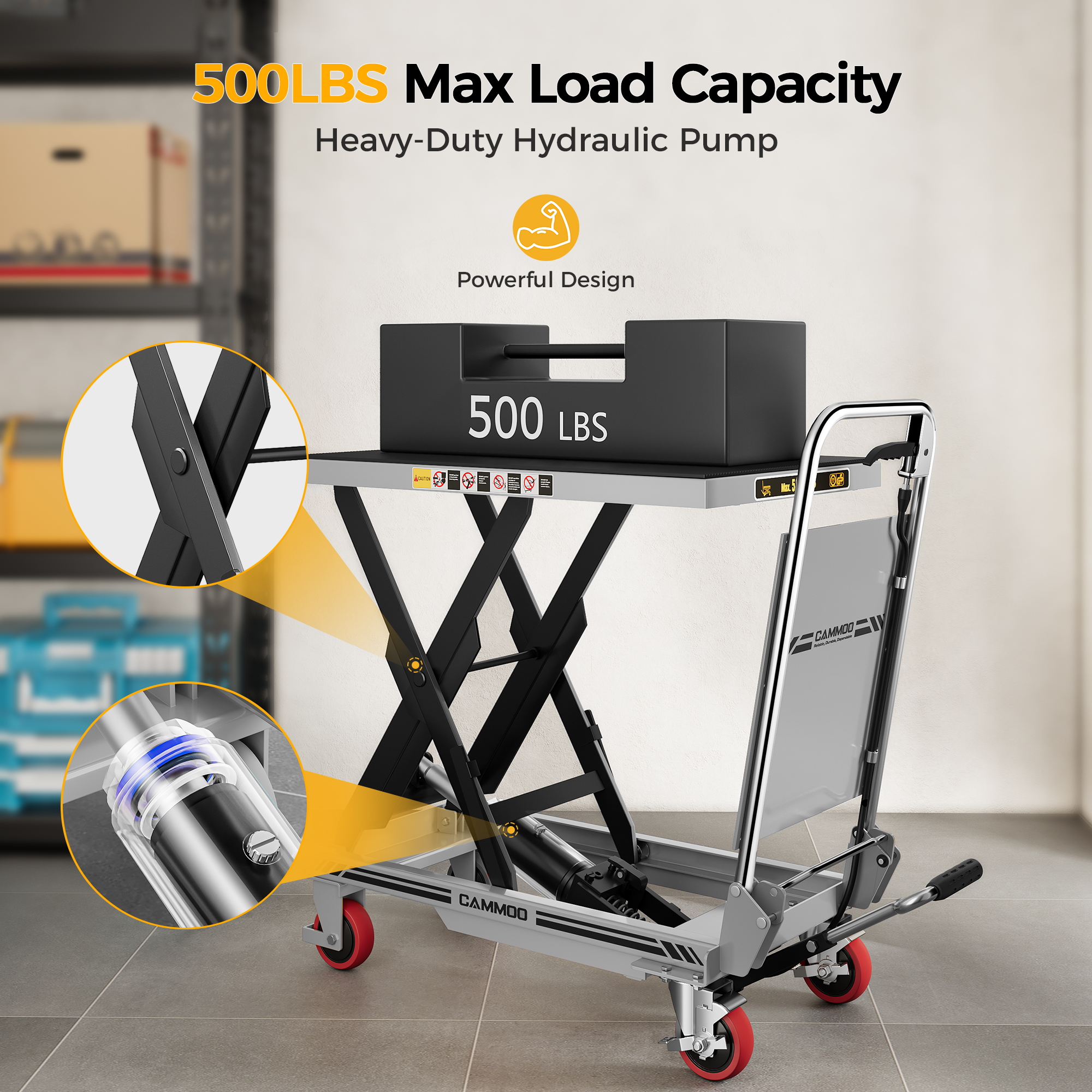 Cammoo Hydraulic Lift Table Cart LT500D-G