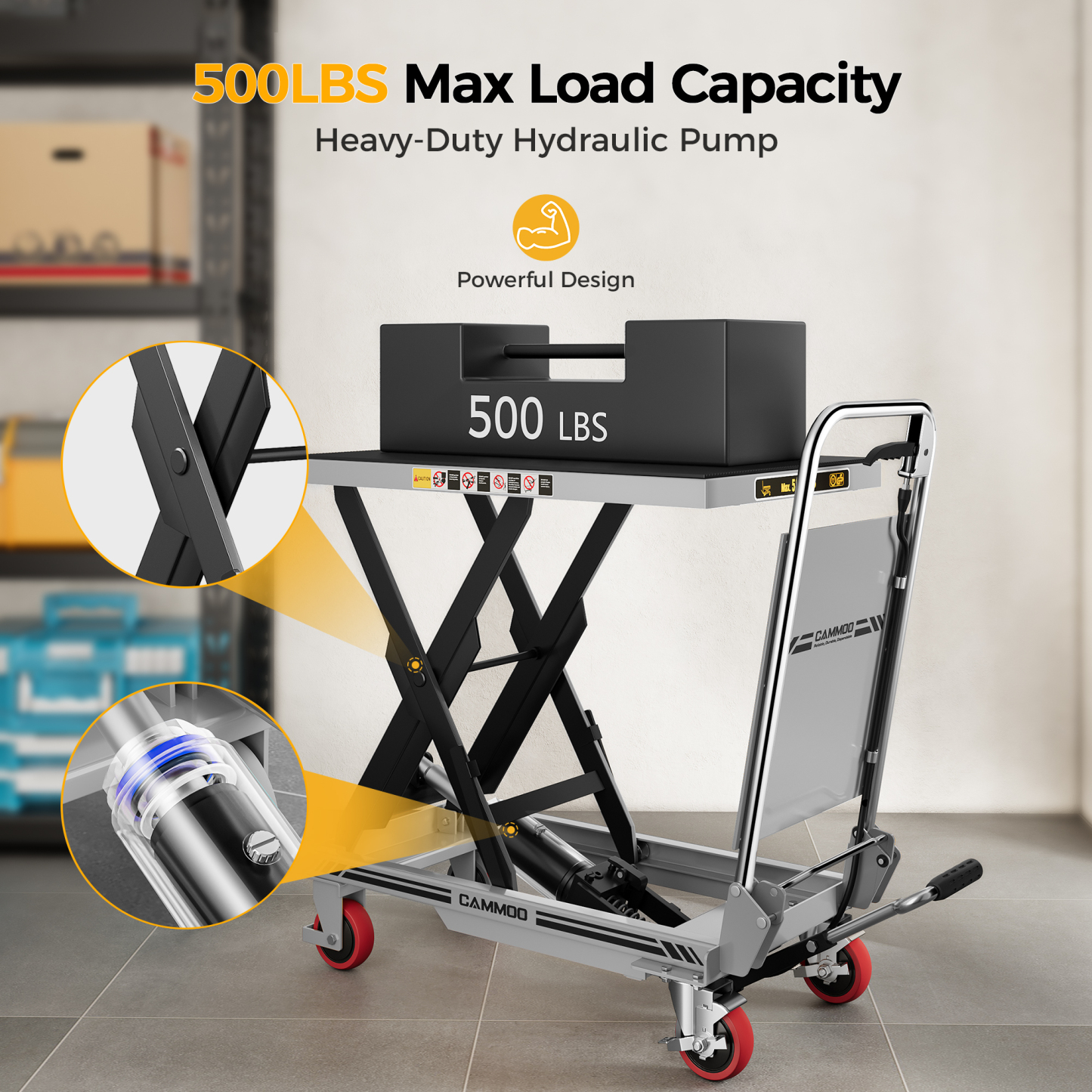 Cammoo Hydraulic Lift Table Cart LT500D-G