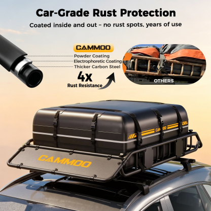 CAMMOO 54"x34" Roof Rack Basket, Removable Fairing & Support Bars for Kayaks/Long Gear, 15 Cu.Ft Waterproof Soft Bag+Lock+Net+Strap–200Lbs Capacity Rooftop Cargo Carrier for SUV Truck Camping