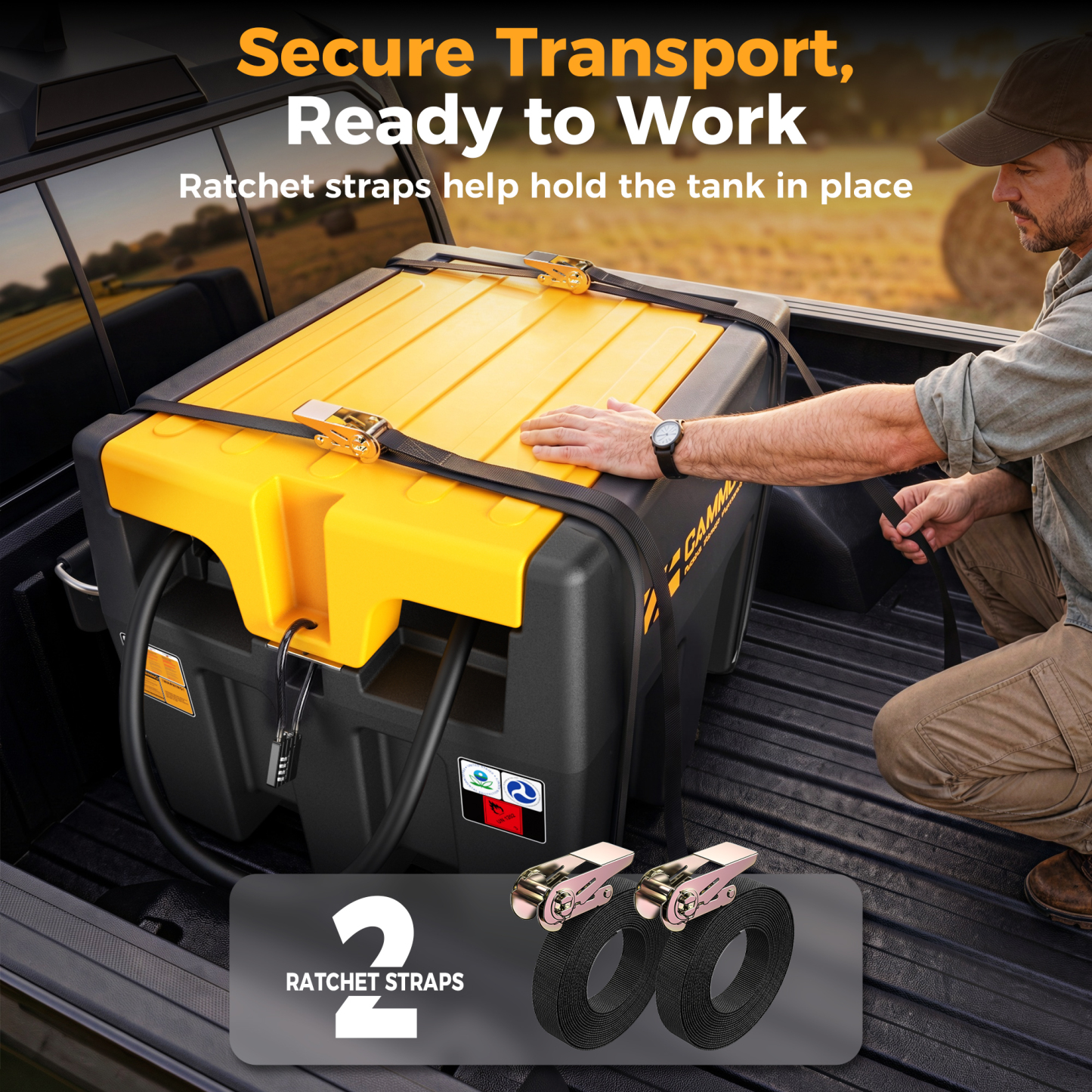 CAMMOO Real 52 Gallon Portable Diesel Fuel Transfer Tank, 13.2 GPM, 12V DC