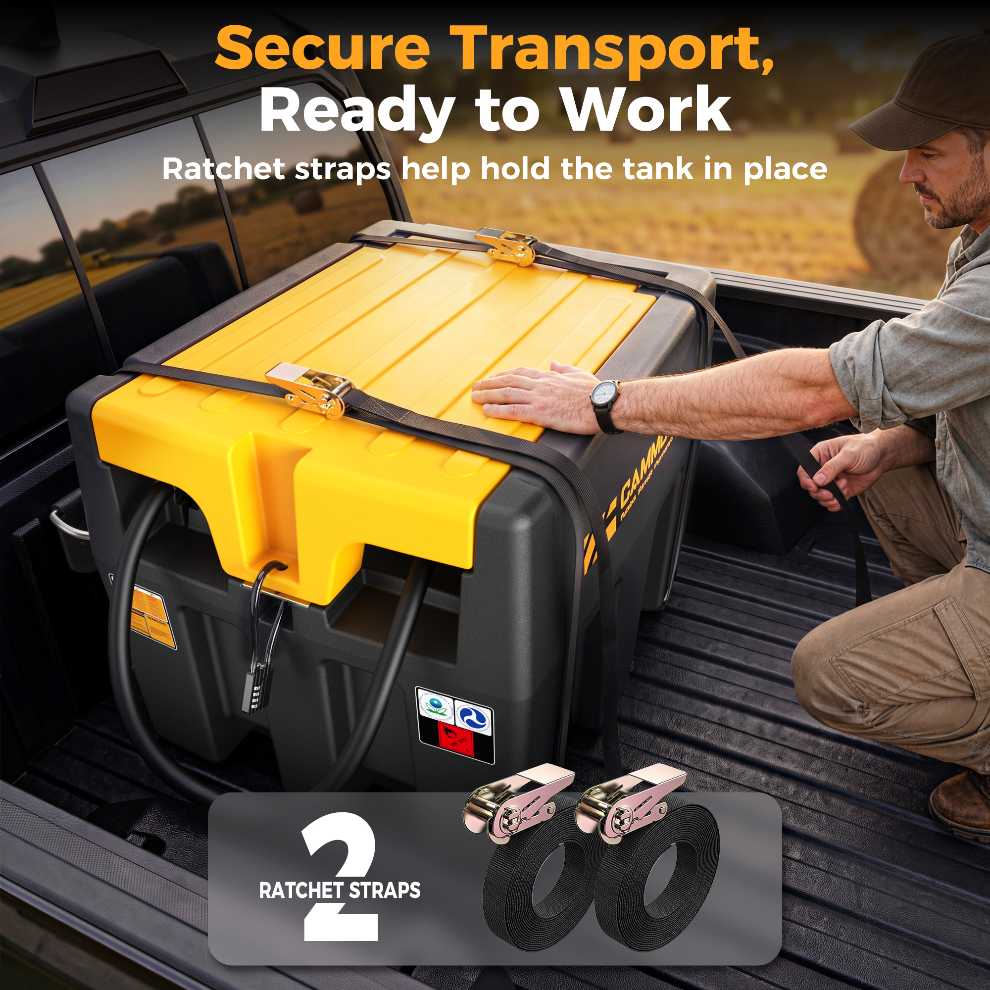 CAMMOO Real 58 Gallon Portable Diesel Fuel Transfer Tank, 13.2 GPM, 12V DC