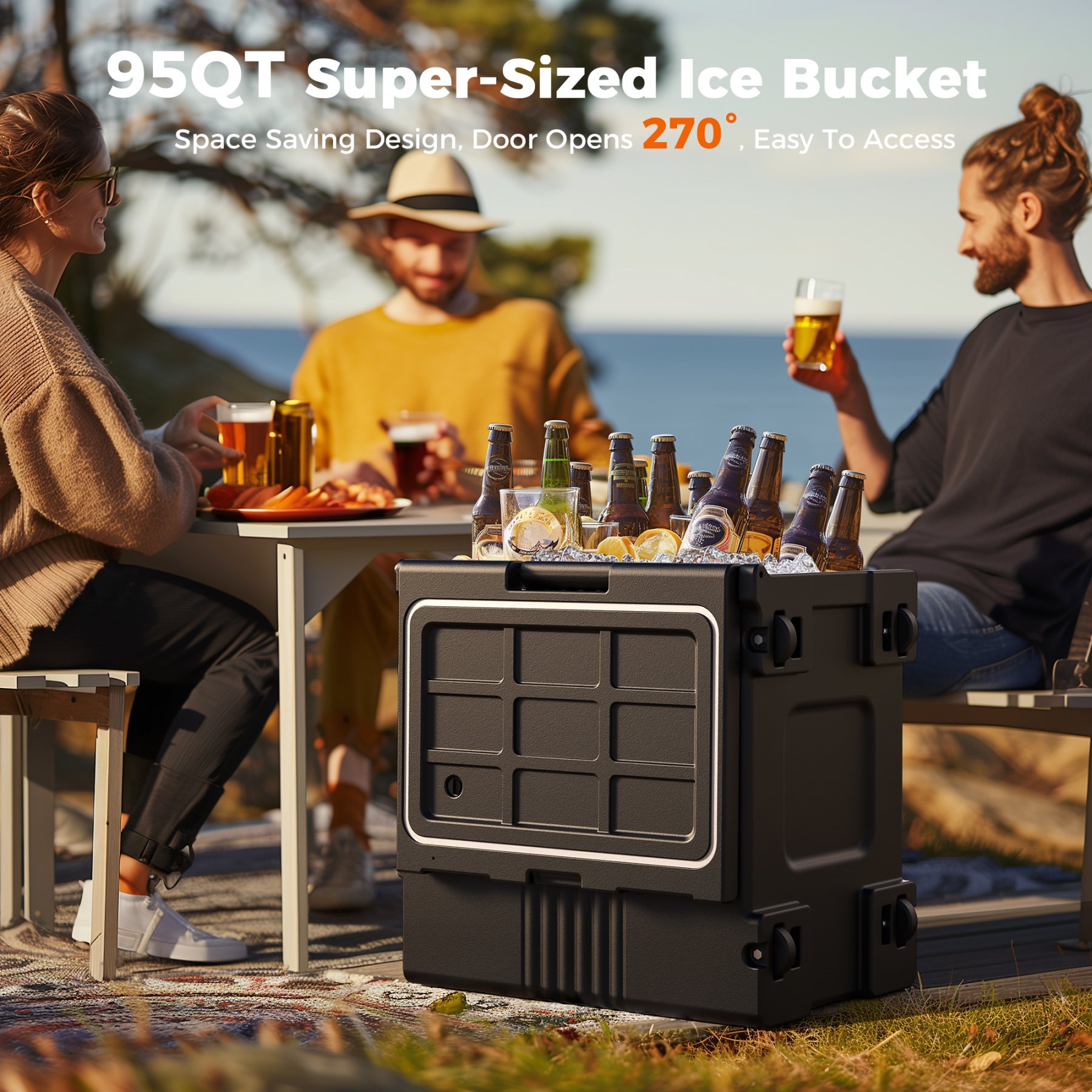 95Qt Food Warmer with Wheels, 304 Stainless Steel Latch and Door Shaft, Catering Food Warmers for Parties, LLDPE Insulated Food Carrier for 6 Full-Size Pans (NOT Included), Hot Boxes for Catering