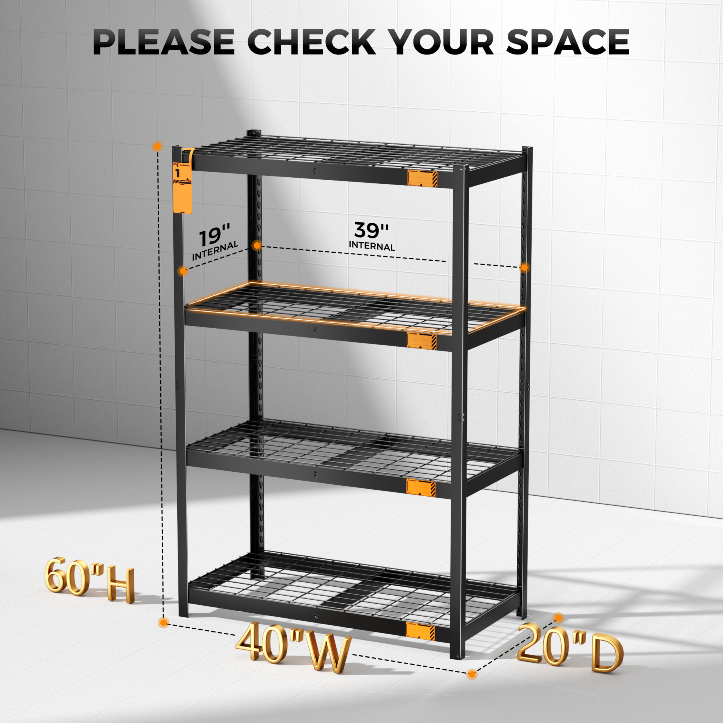 CAMMOO 4-Tier Metal Garage Storage Shelves, 40"W x 20"D x 60"H, 3200 lbs Capacity (2-Pack)