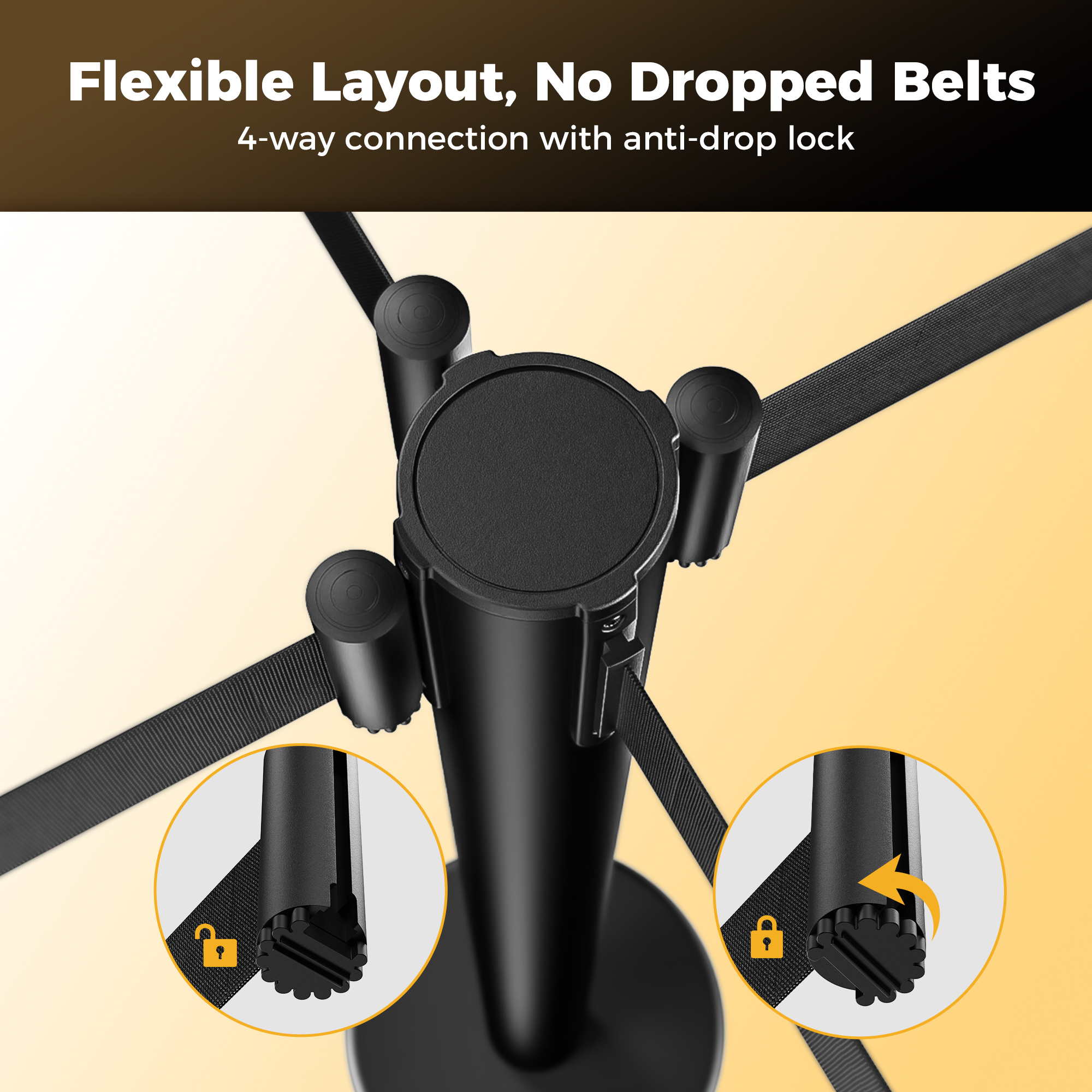 CAMMOO 2 Pack Crowd Control Stanchions, 8.2ft Retractable Belt, 11 Lbs Base
