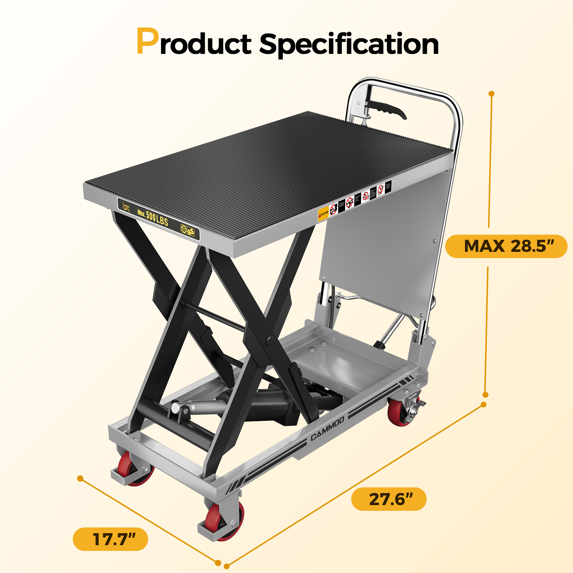 Cammoo Hydraulic Lift Table Cart LT500D-G