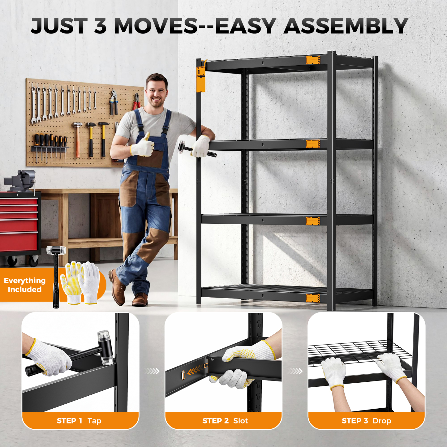 CAMMOO 4-Tier Metal Garage Storage Shelves, 40"W x 20"D x 60"H, 3200 lbs Capacity (2-Pack)