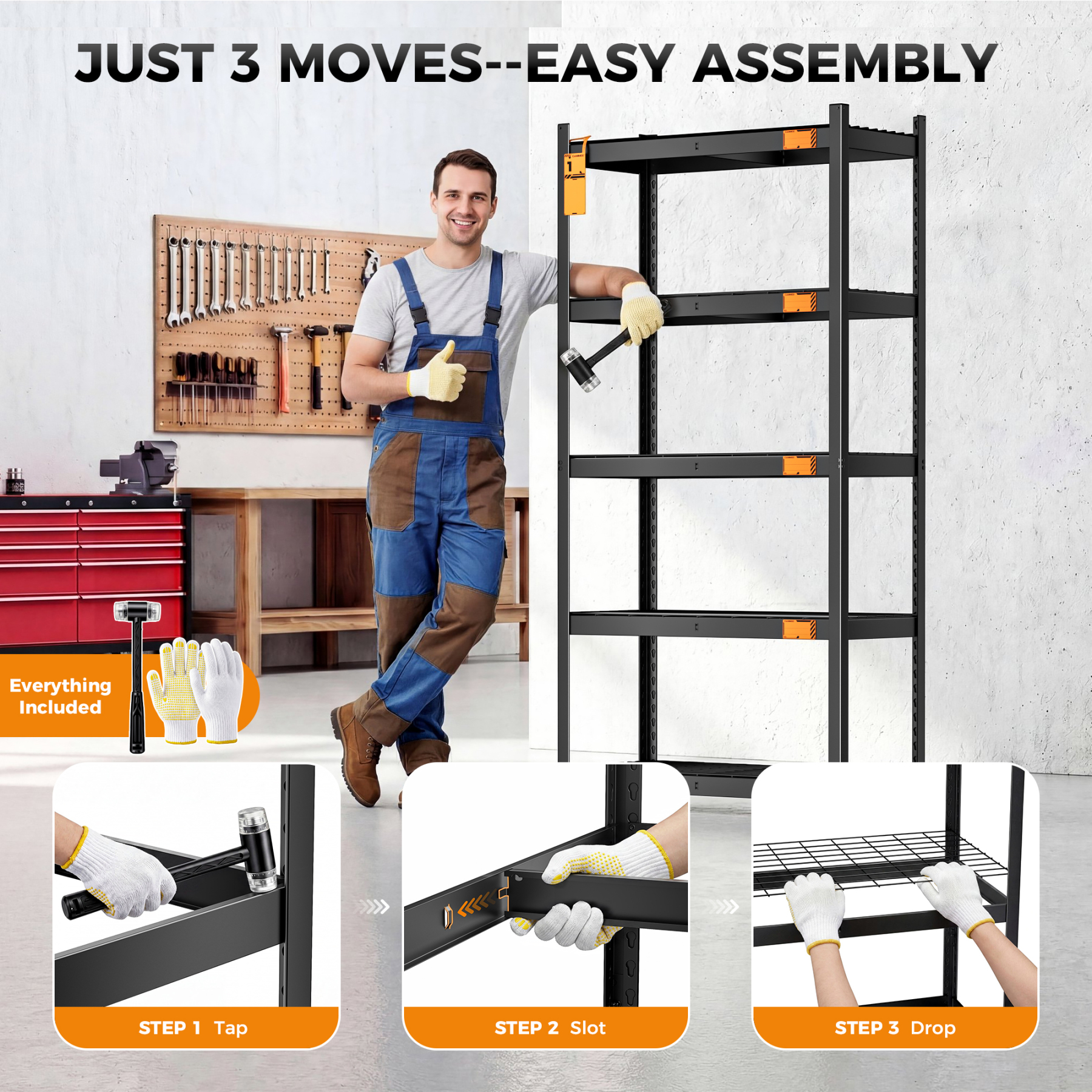 CAMMOO 5-Tier Metal Garage Storage Shelves, 36"W x 16"D x 72"H, 3500 lbs Capacity (2-Pack)