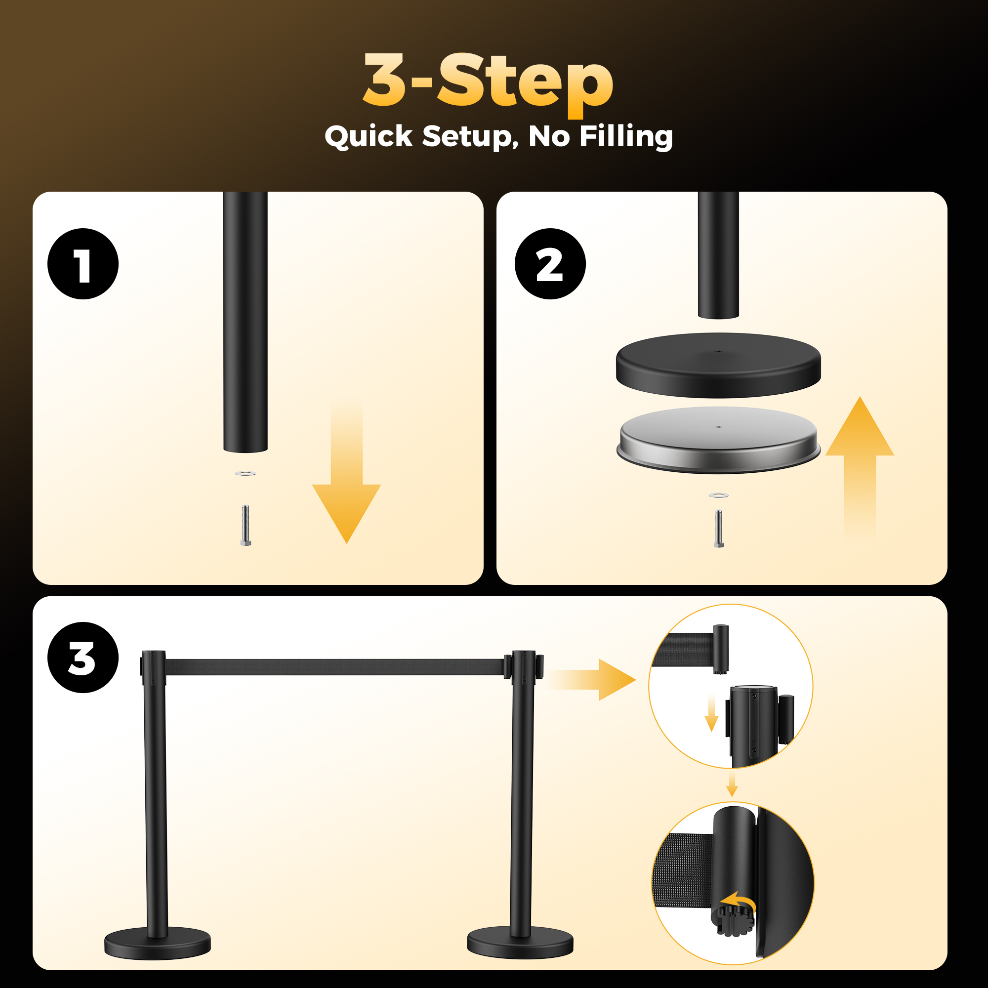 CAMMOO 2 Pack Crowd Control Stanchions, 8.2ft Retractable Belt, 11 Lbs Base