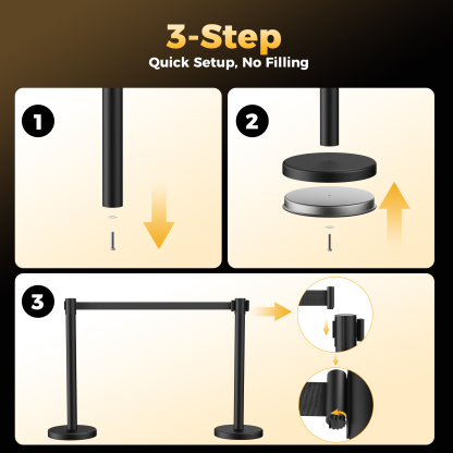 CAMMOO 2 Pack Crowd Control Stanchions, 8.2ft Retractable Belt, 11 Lbs Base