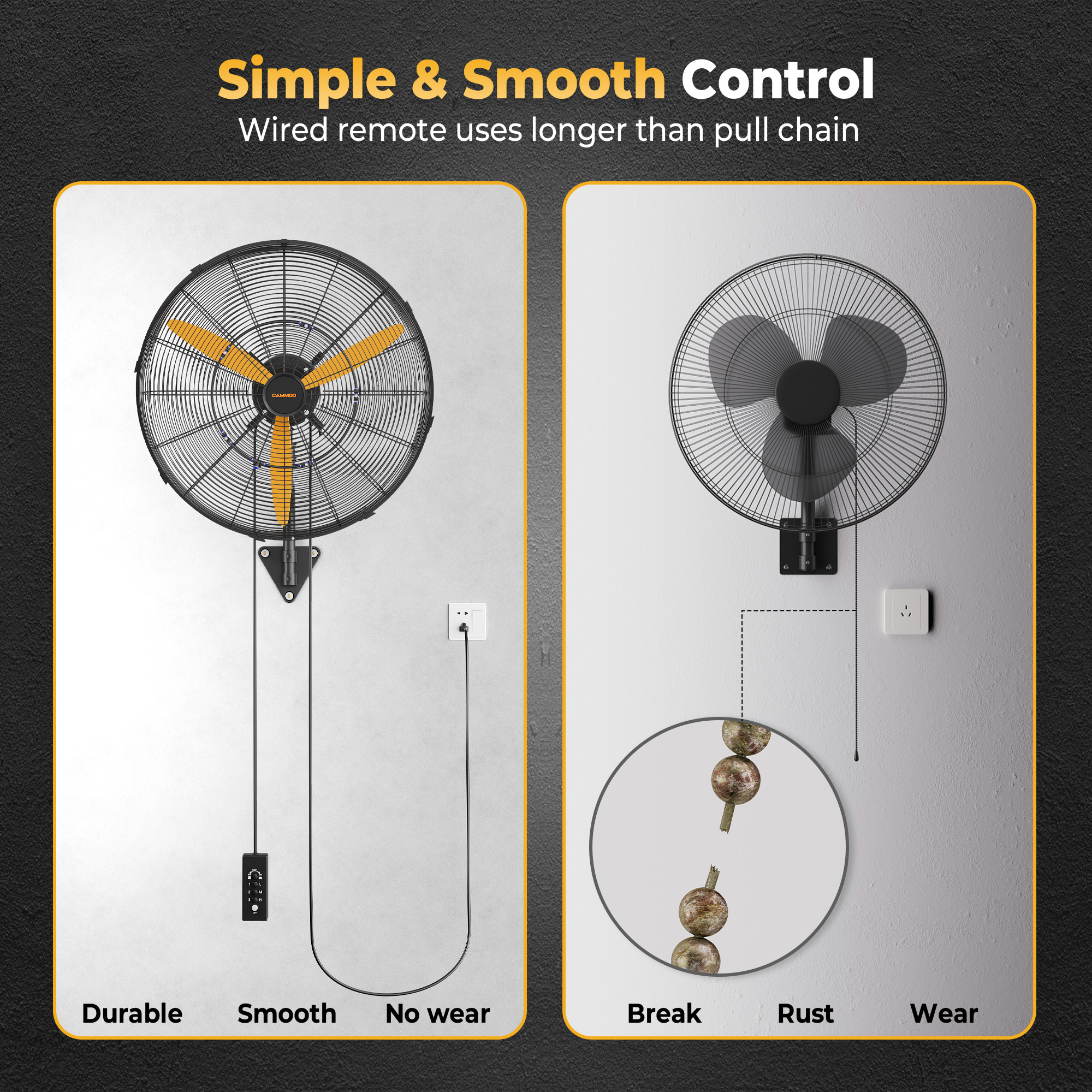 Cammoo 24 Inch Oscillating Misting Wall Mount Fan