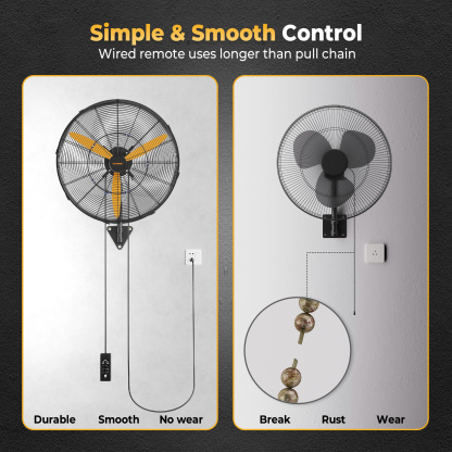 Cammoo 24 Inch Oscillating Misting Wall Mount Fan