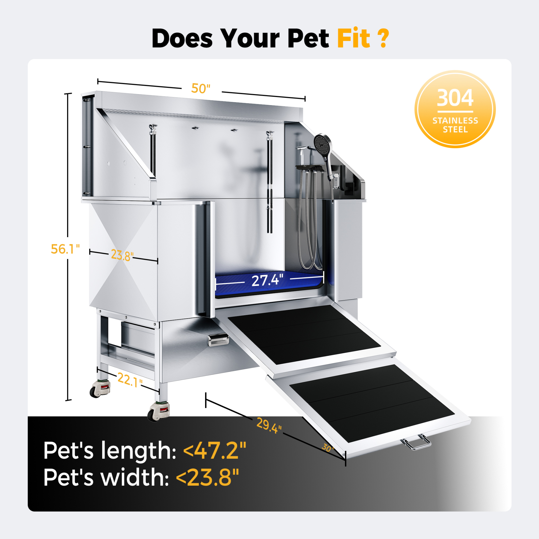 Cammoo 50 Inch Dog Washing Station