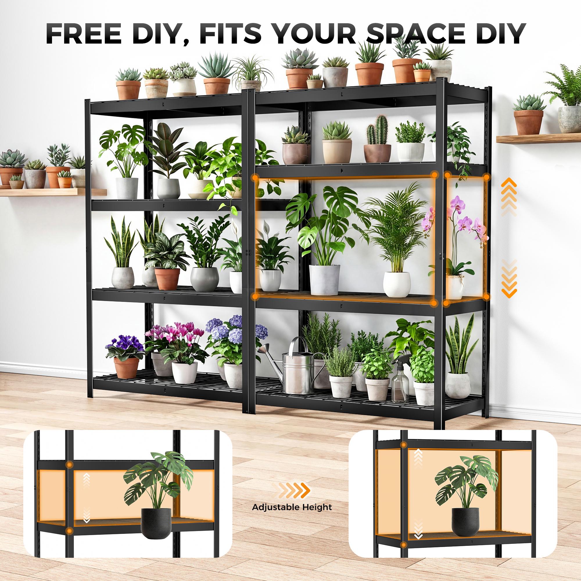 CAMMOO 4-Tier Metal Garage Storage Shelves, 40"W x 20"D x 60"H, 3200 lbs Capacity (2-Pack)