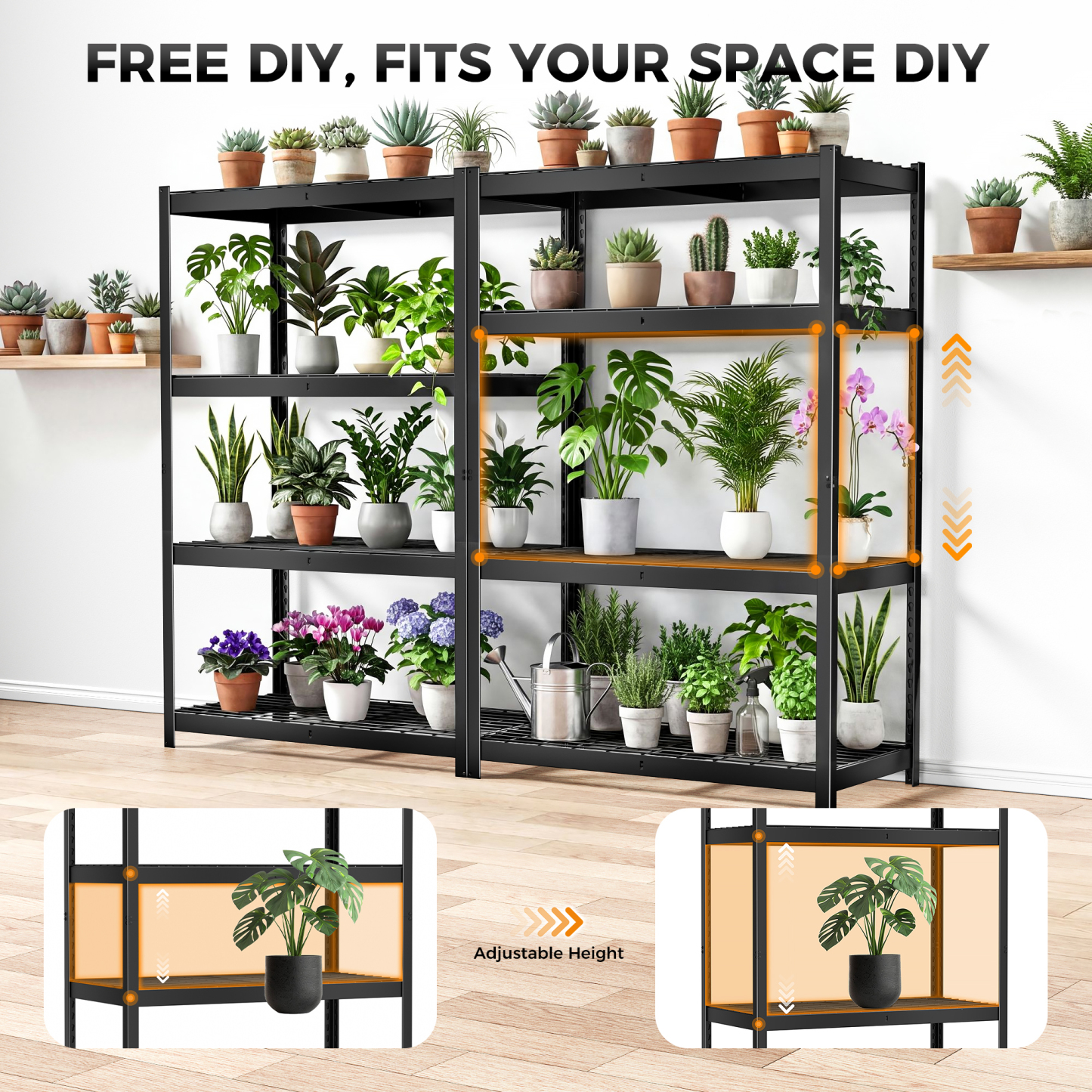 CAMMOO 4-Tier Metal Garage Storage Shelves, 40"W x 20"D x 60"H, 3200 lbs Capacity (2-Pack)