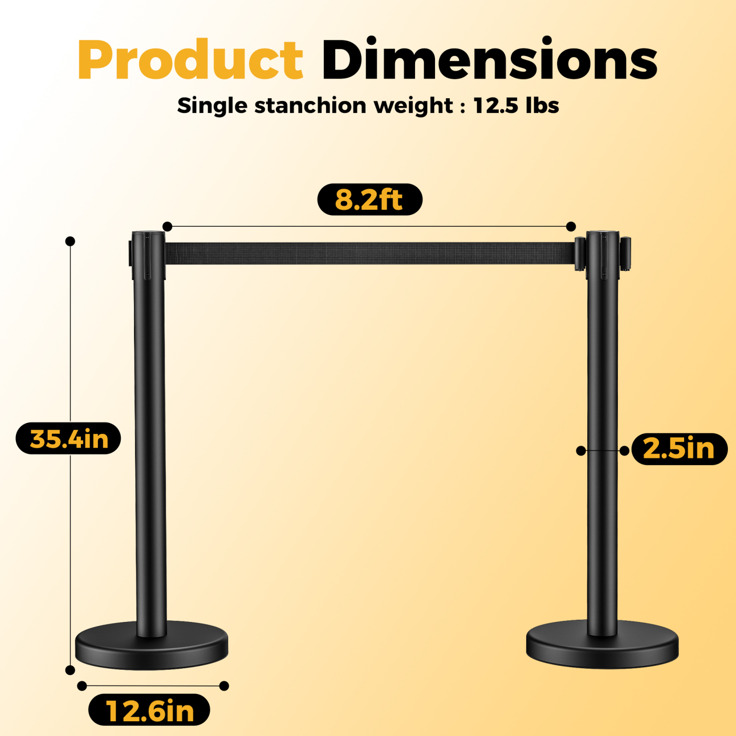 CAMMOO 2 Pack Crowd Control Stanchions, 8.2ft Retractable Belt, 11 Lbs Base