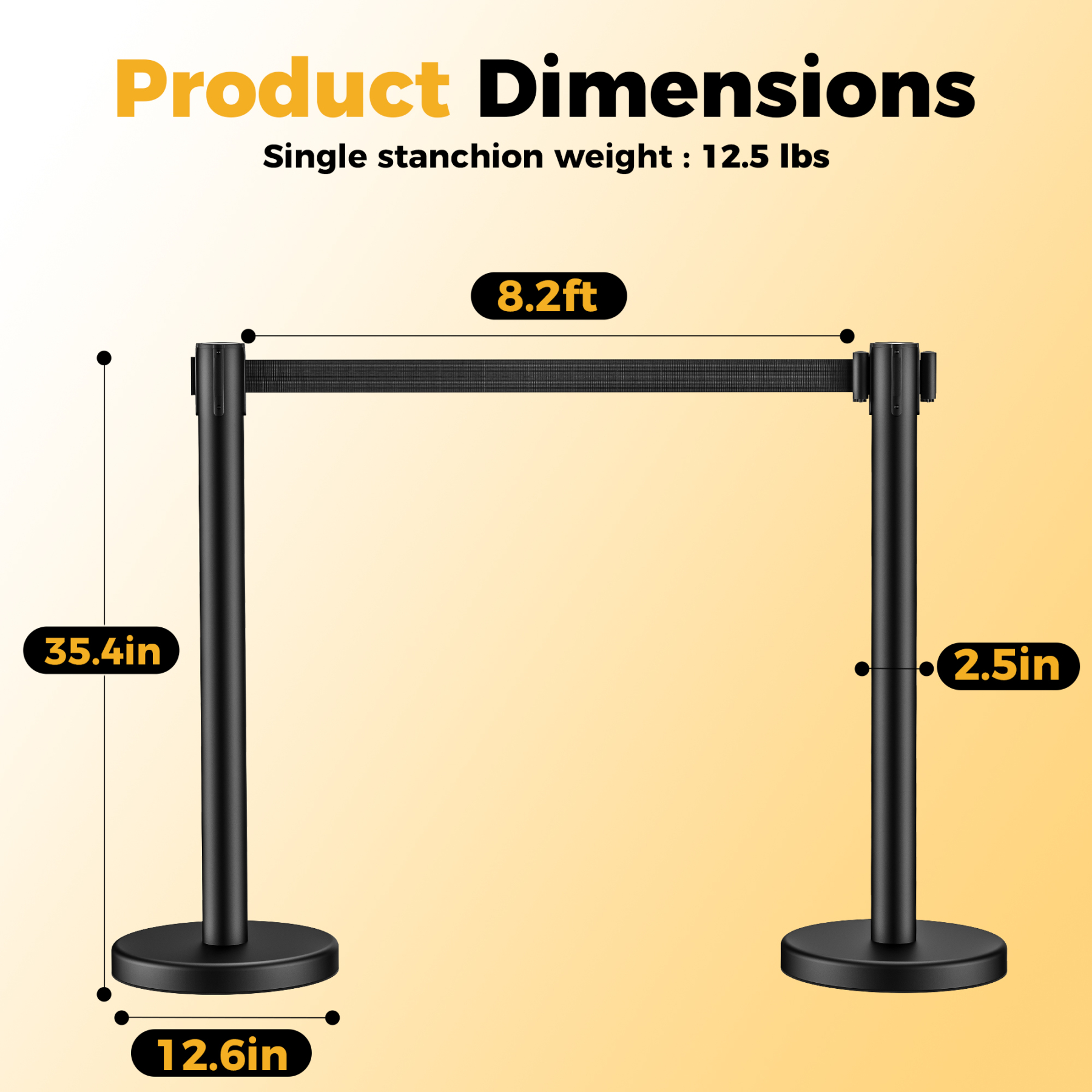 CAMMOO 2 Pack Crowd Control Stanchions, 8.2ft Retractable Belt, 11 Lbs Base