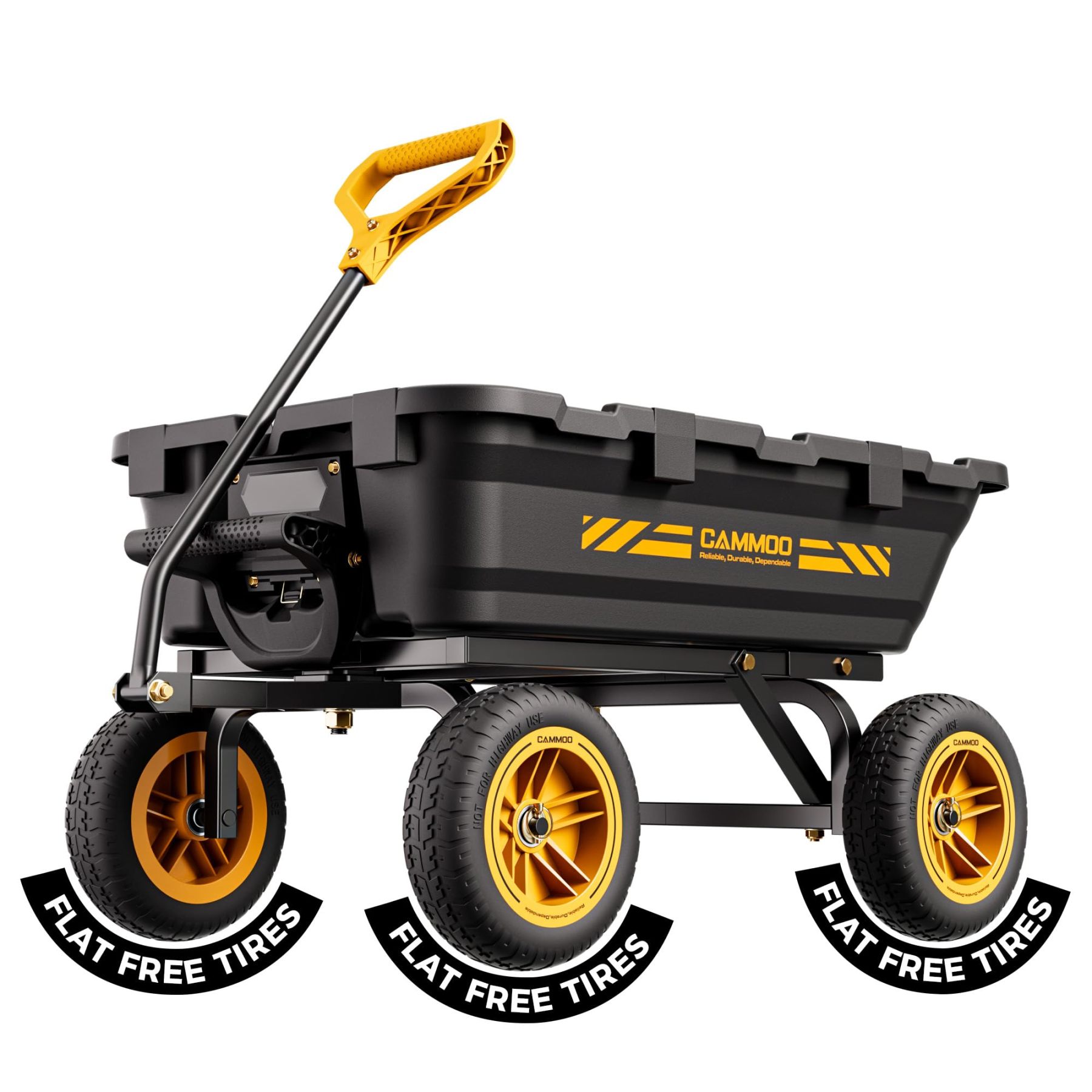 CAMMOO 900lbs Utility Heavy-Duty Garden Dump Cart Wagon DIY Expandable Capacity Over 4 Cu.Ft with 10" NO-FLAT TIRES for Landscaping Gardening