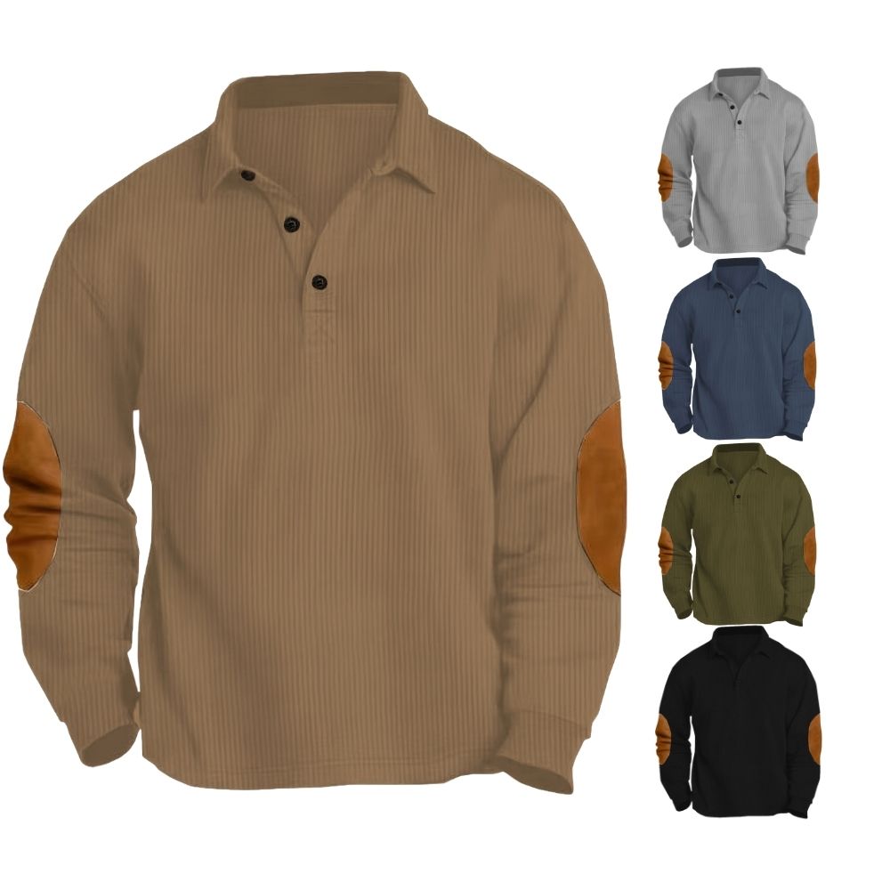 Men's Outdoor Long-Sleeved Lapel Top Ribbed Sweater
