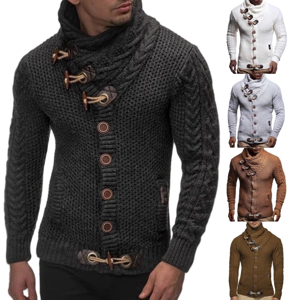 Men's Casual Scarf Jacket Pocket Sweater