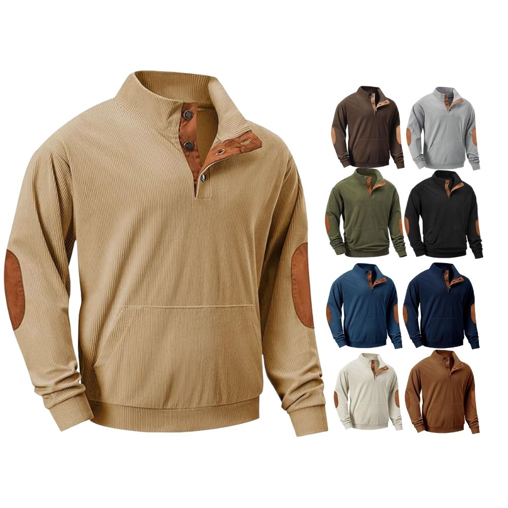 Men's Casual Long Sleeve Stand Collar Pullover Sweatshirts With Pocket