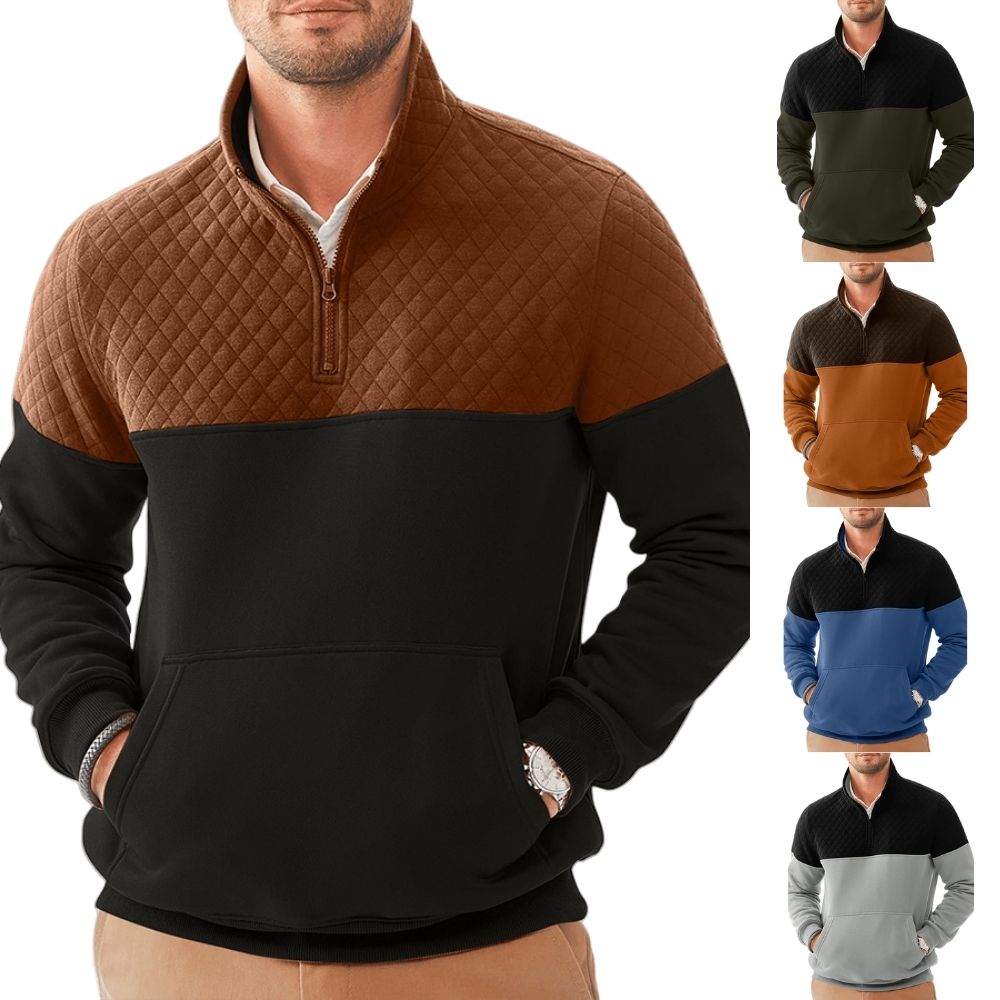 Men's Fashionable Color Block Half Zip Outdoor Casual Sweatshirt