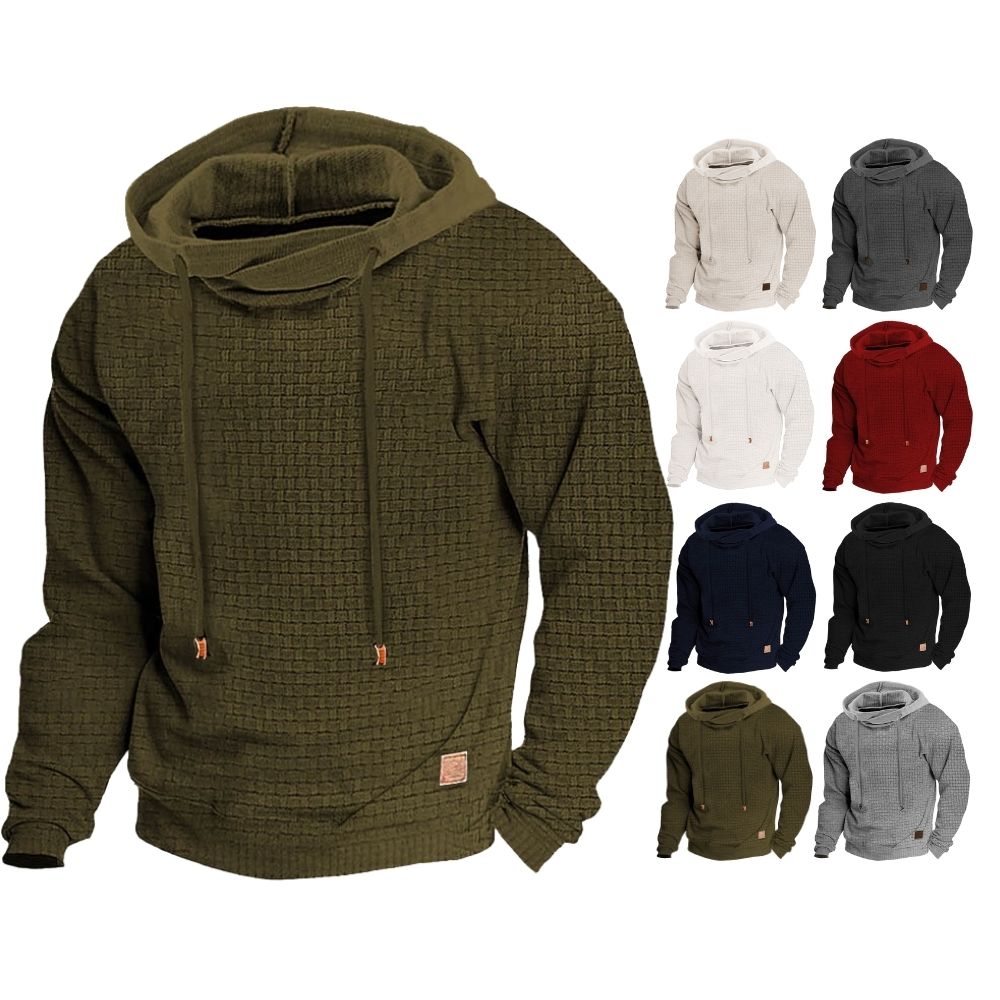 Men's Hoodie Outdoor Sports Solid Color Long Sleeve Daily Tops Apricot Sweatshirt