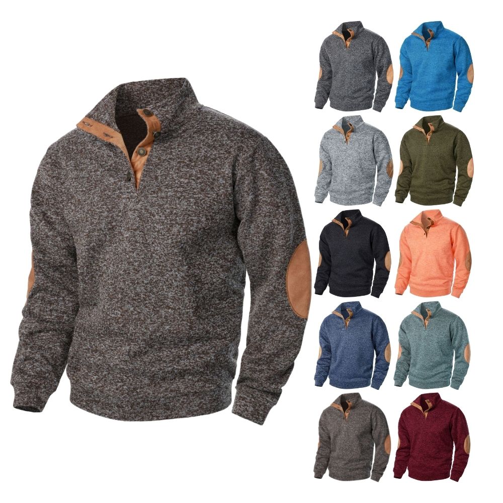 New Men's Stand Collar Joint Stitching Casual Jacquard Cardigan Sweater