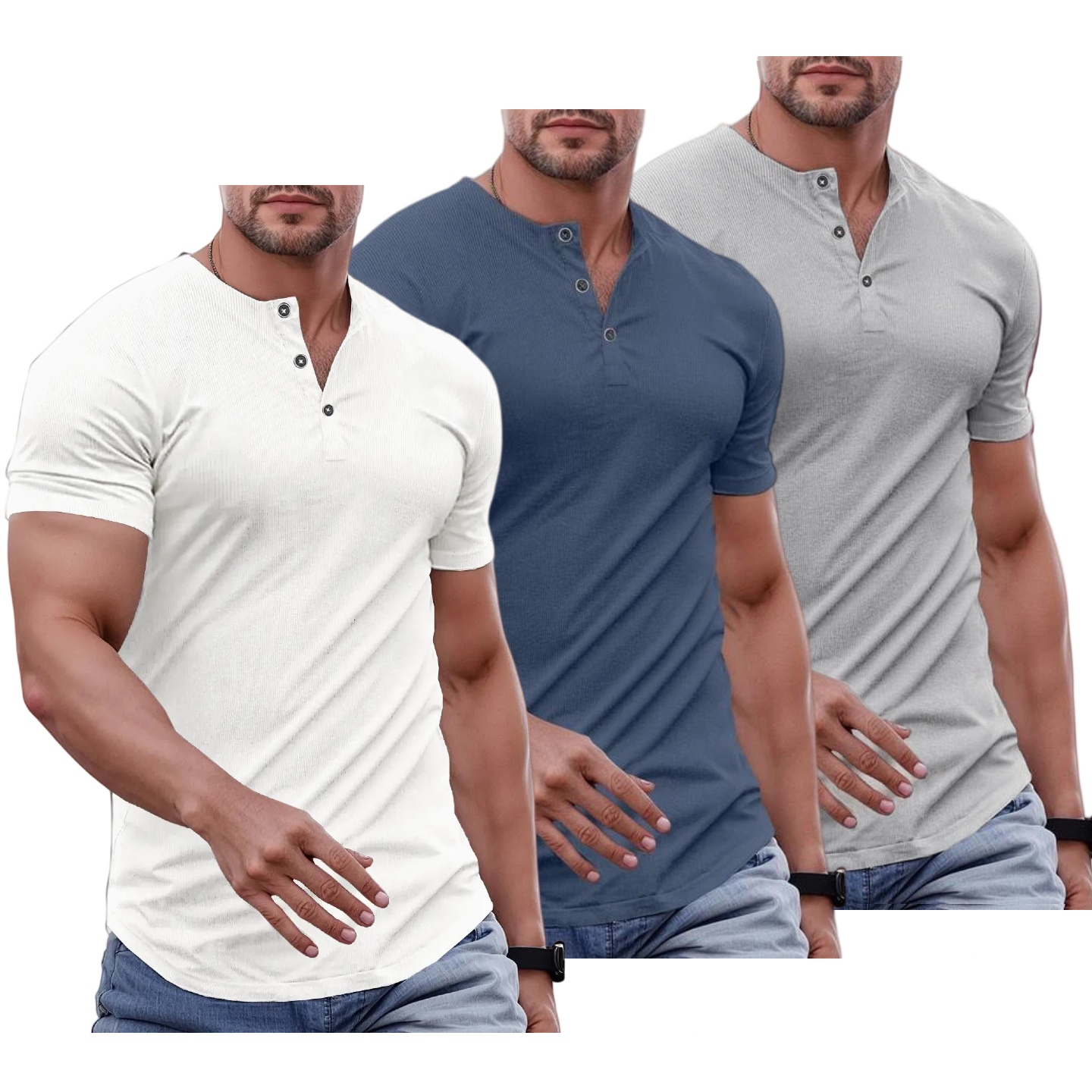 Ember Court™ Men's Slim Fit Henley Shirt - Gym & Casual Wear
