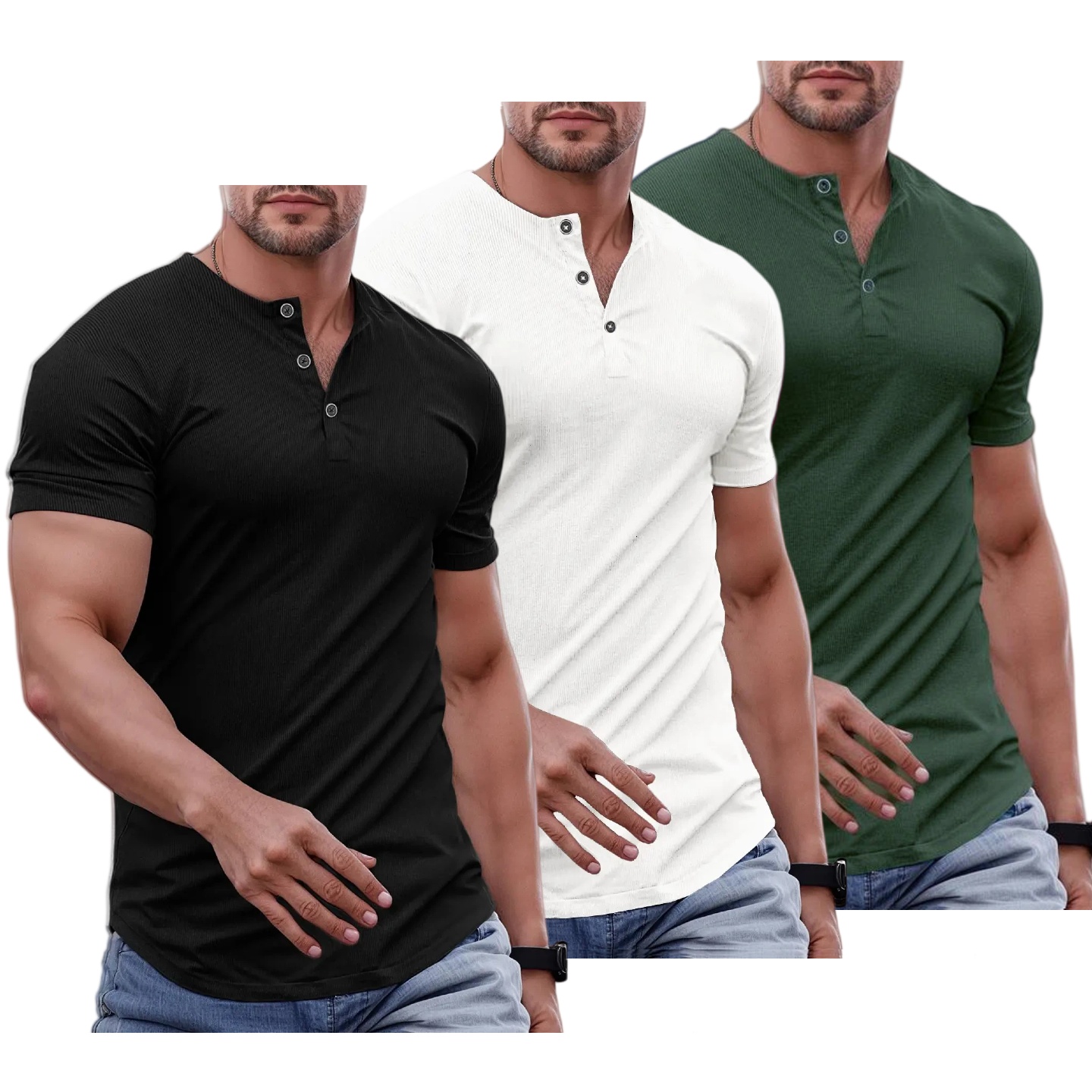Ember Court™ Men's Slim Fit Henley Shirt - Gym & Casual Wear