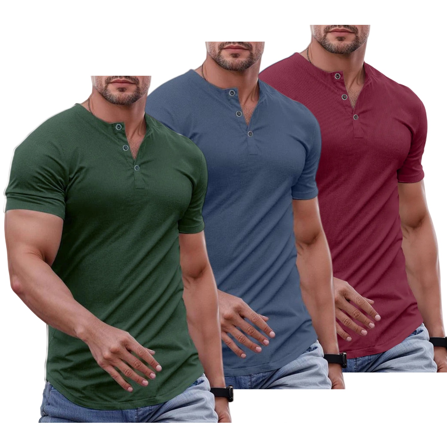 Ember Court™ Men's Slim Fit Henley Shirt - Gym & Casual Wear