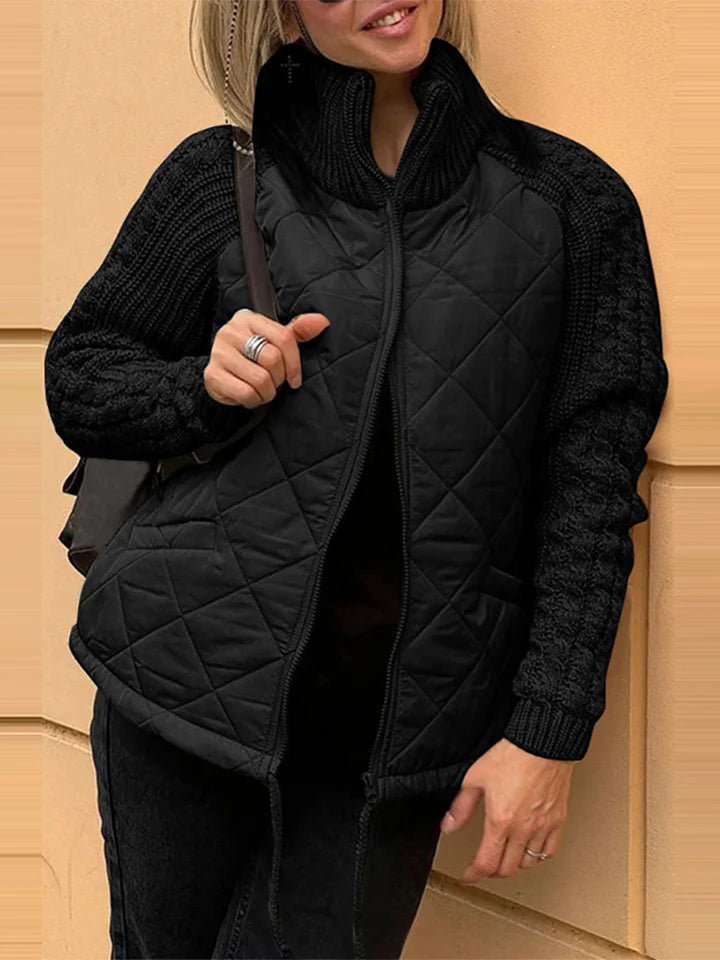 Casual Patchwork Zip-Up Jacket
