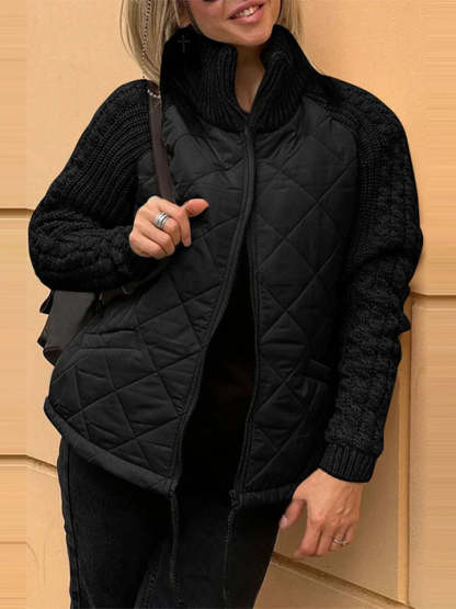 Casual Patchwork Zip-Up Jacket