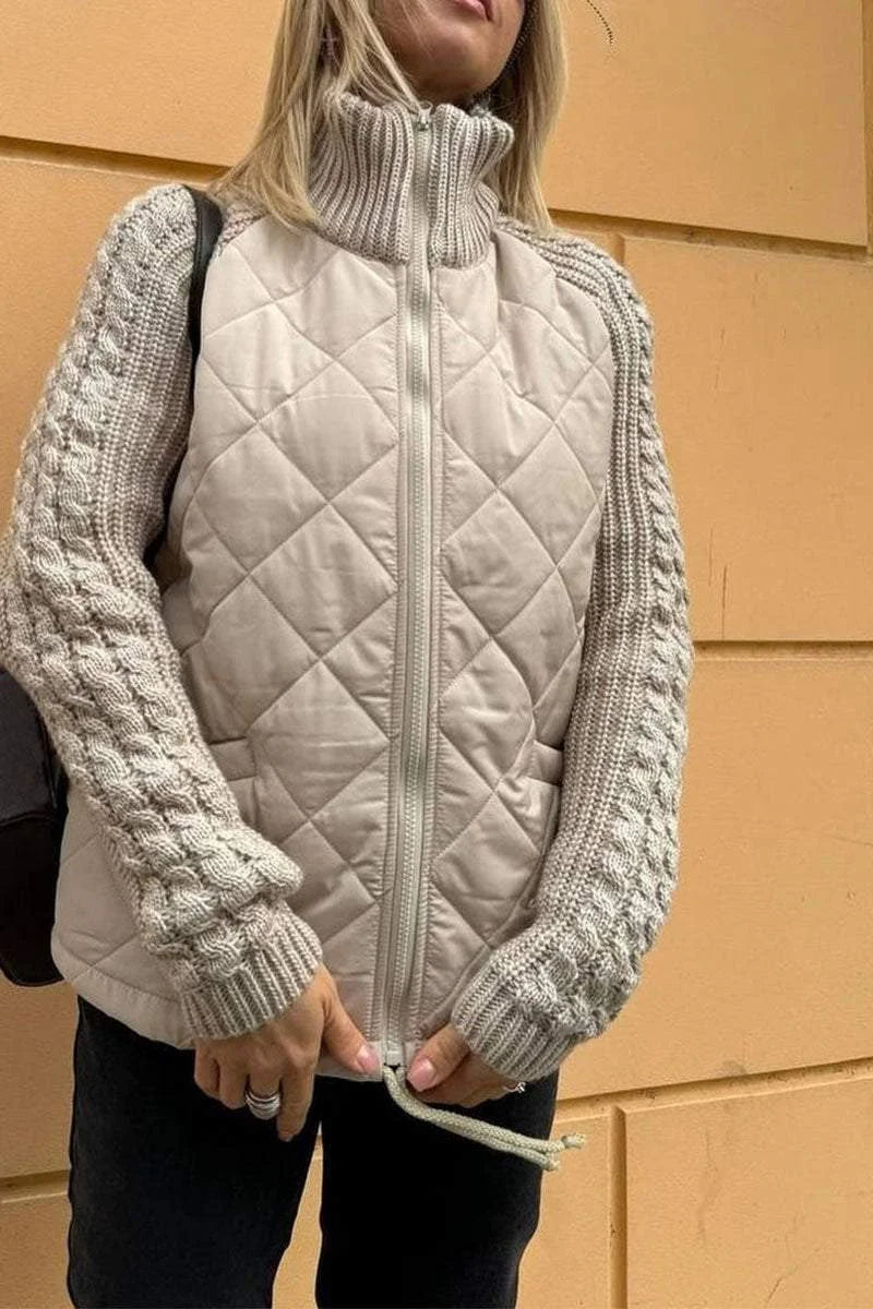 Casual Patchwork Zip-Up Jacket