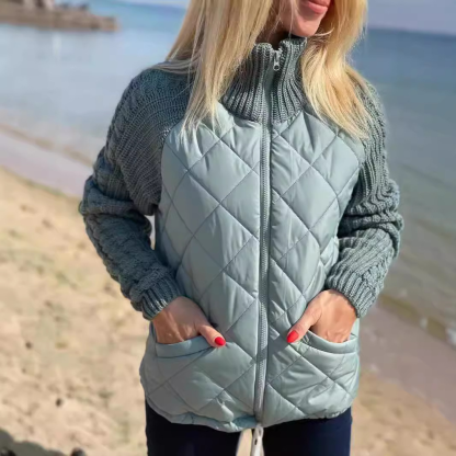 ⏰ LAST DAY 💥-2026 New Women's Knit Patchwork Puffy Jacket