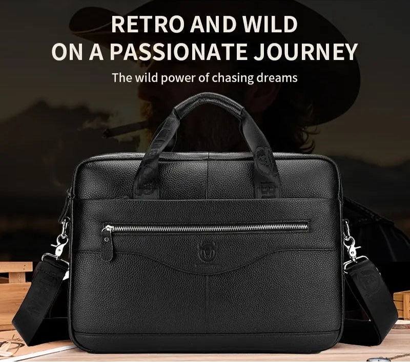 Leather Briefcase Crossbody Bag 