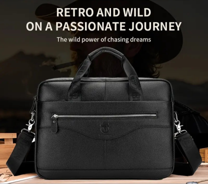 Leather Briefcase Crossbody Bag 