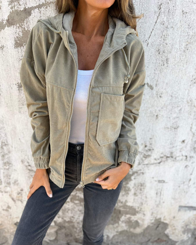 Hooded Jacket with Snap Closure