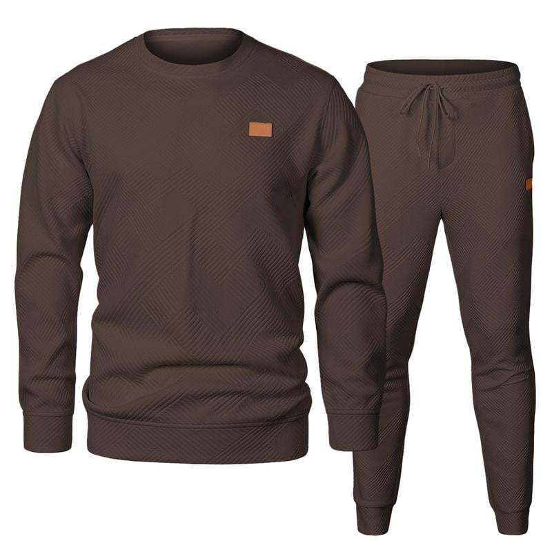 🎁LAST DAY 49% OFF🎁Men's  2 Piece Sweatsuits Outfits Casual Crewneck Jacquard Sweatshirt Joggers Sweatpants Set