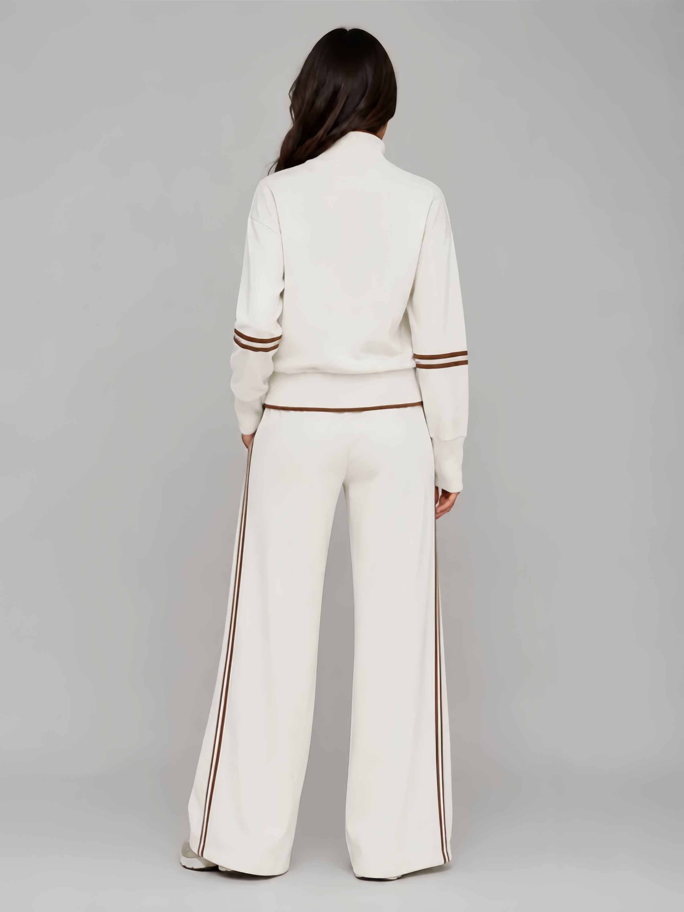 Women's Half Zip Lounge Set – Relaxed Two-Piece Wide Leg Tracksuit