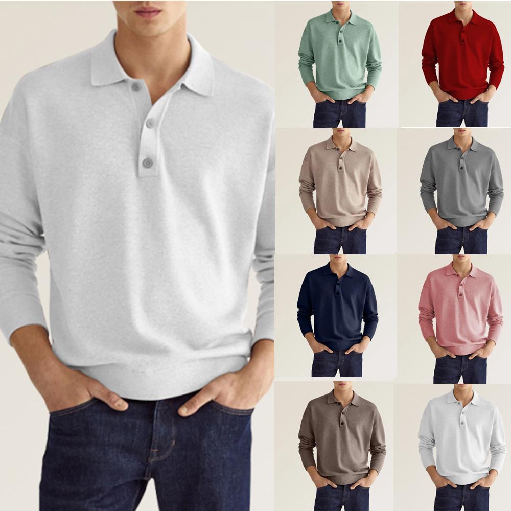 🔥Men's Casual Loose Lapel Long Sleeve Polo Shirt