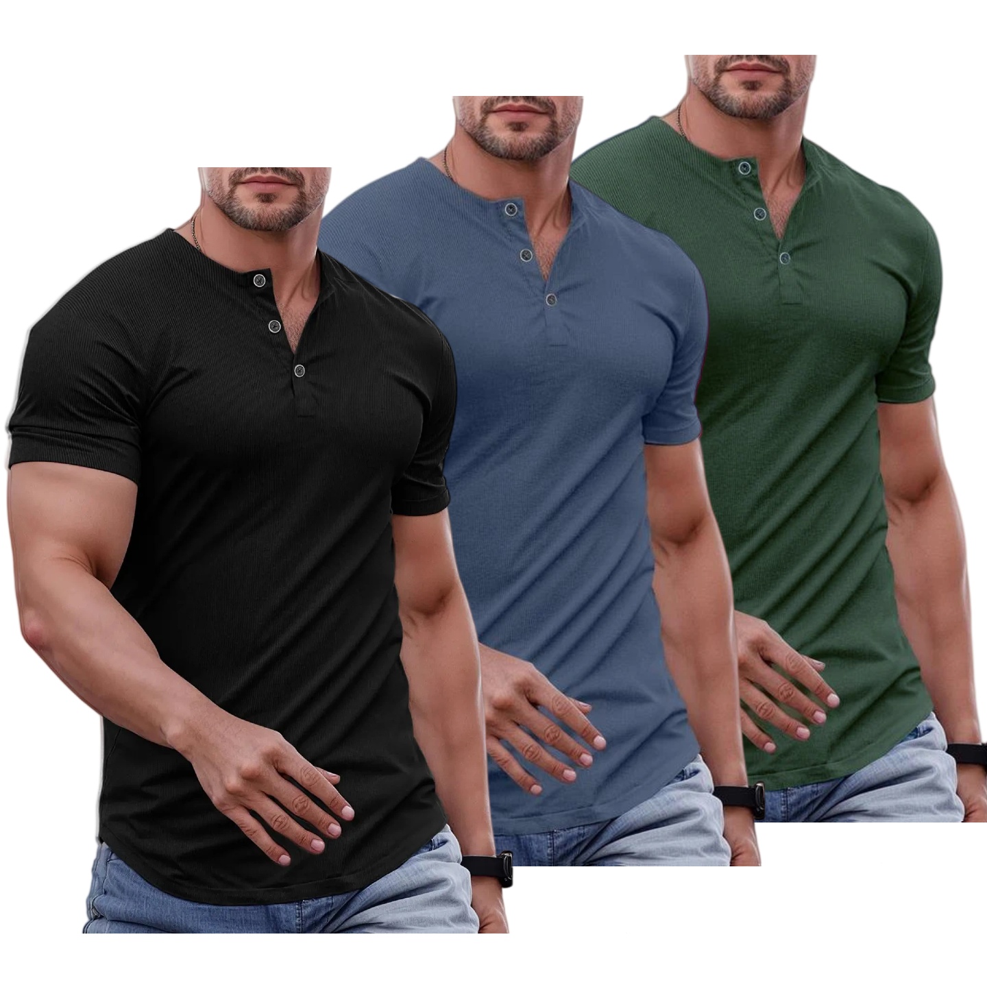 Ember Court™ Men's Slim Fit Henley Shirt - Gym & Casual Wear